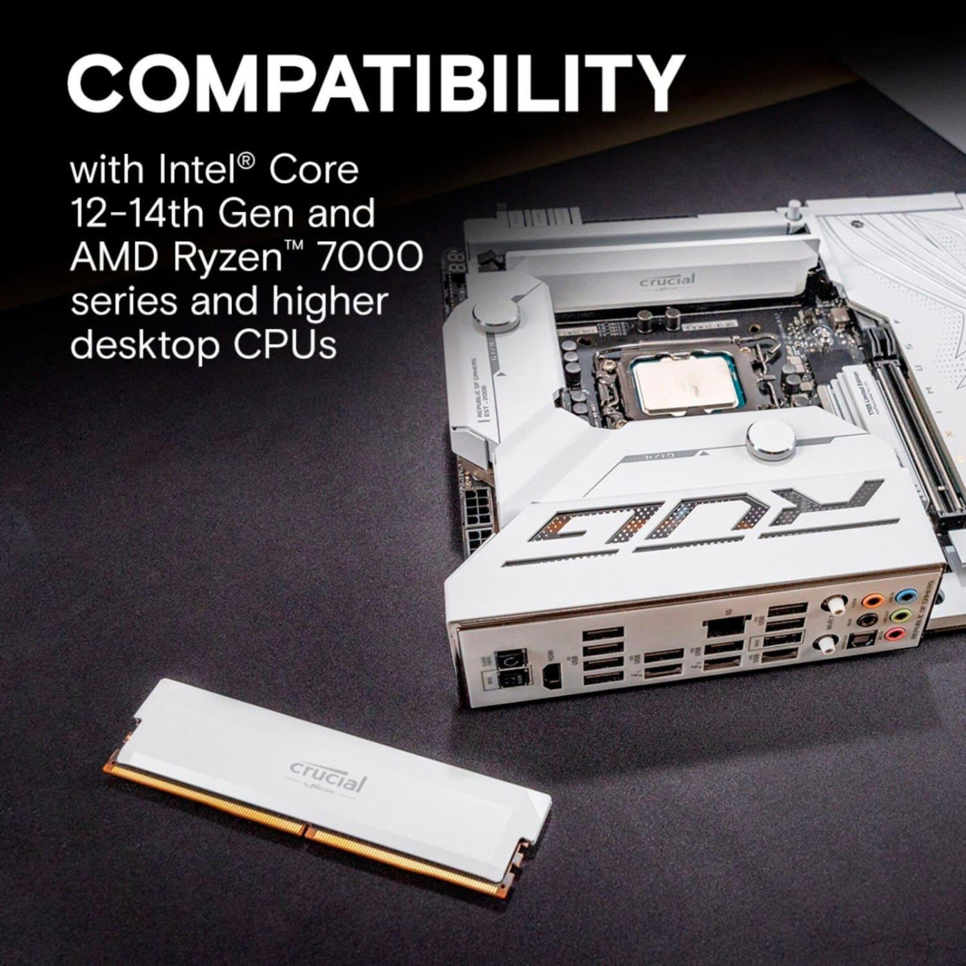 Модуль пам'яті Crucial DDR5 16GB Pro 6000Mhz Overclocking UDIMM CL36 White (CP16G60C36U5W) Б/в