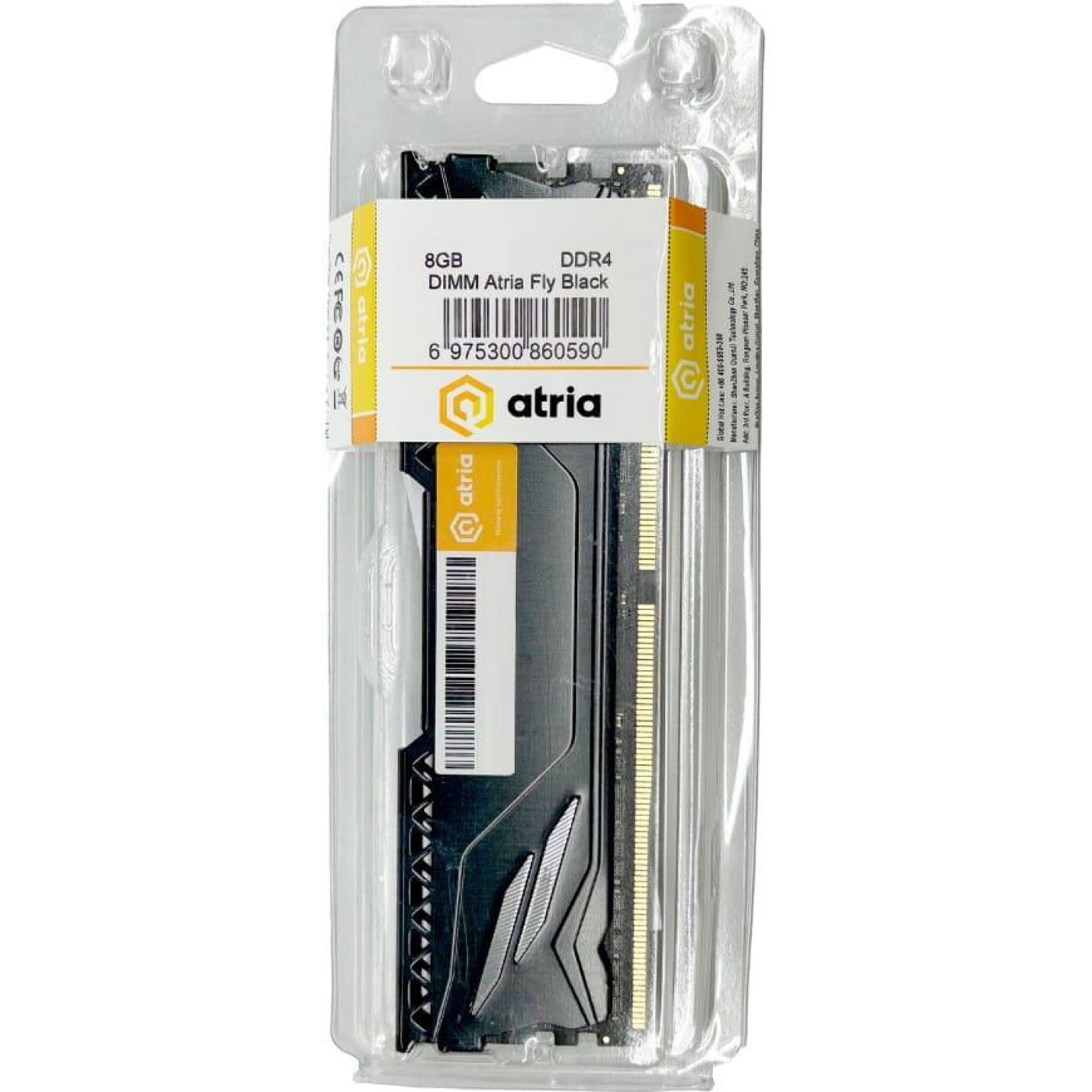 Модуль памяти ATRIA DDR4 8Gb 3200MHz Fly Black UAT43200CL18B/8 (UAT43200CL18B/8)