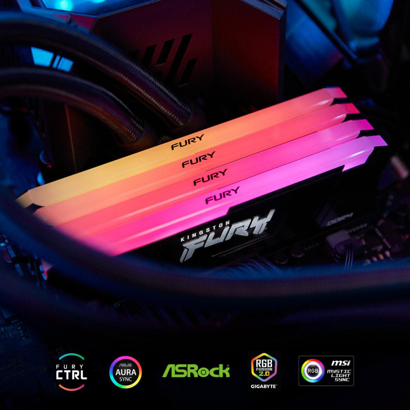 Модуль пам'яті Kingston Fury DDR4 8GB 3200Mhz Beast RGB Black XMP (KF432C16BB2A/8WP)