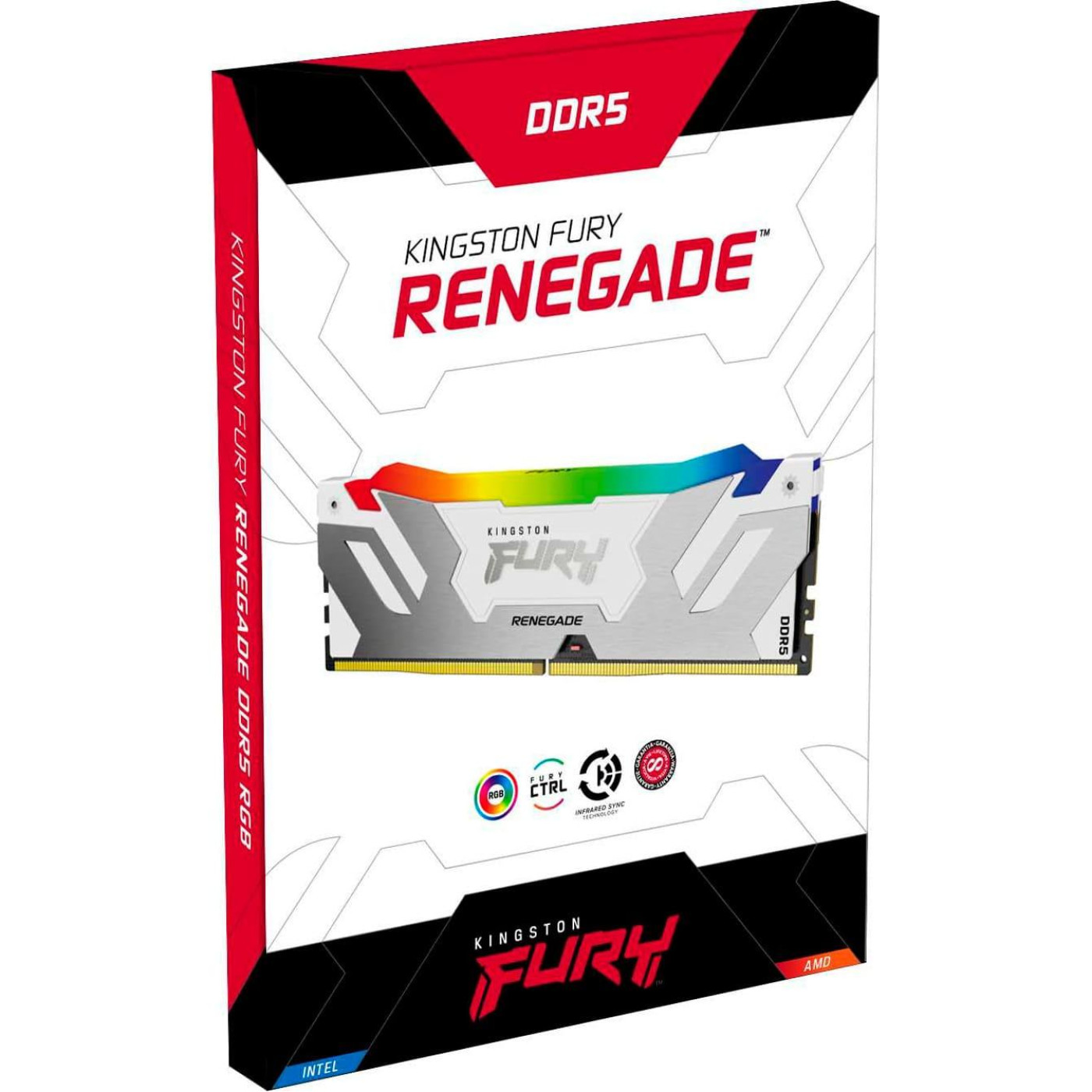 Модуль пам'яті Kingston Fury DDR5 16GB 8000MHz Renegade RGB White XMP (KF580C38RWA-16)