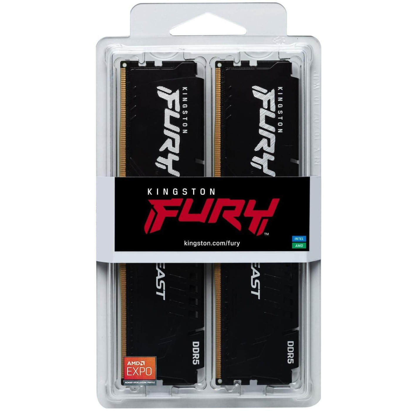 Модуль пам'яті Kingston Fury DDR5 16GB (2x8) 6000MHz Beast Black XMP (KF560C30BBK2-16)