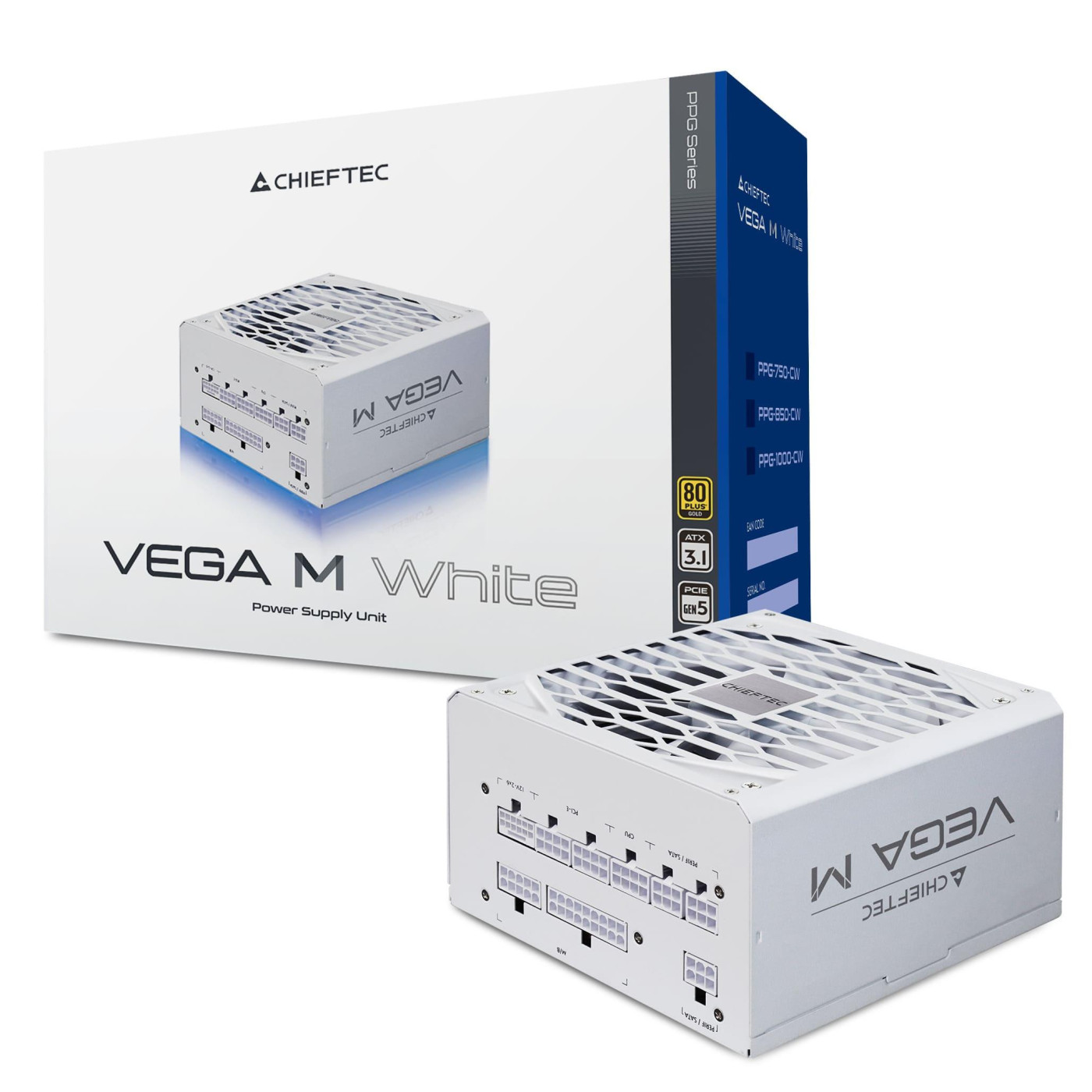 Блок живлення Chieftec Vega M 750W ATX 3.1 80+ Gold (PPG-750-CW) White