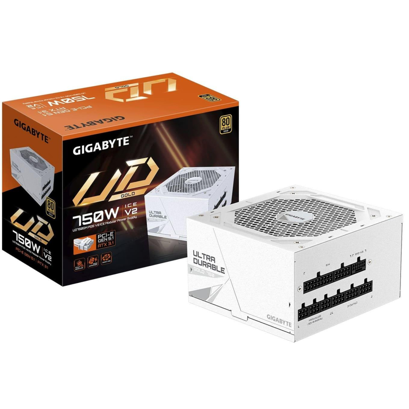 Блок живлення Gigabyte GP-UD750GM 750W PG5 ICE ATX 3.1 80+ Gold (GP-UD750GM PG5 ICE)