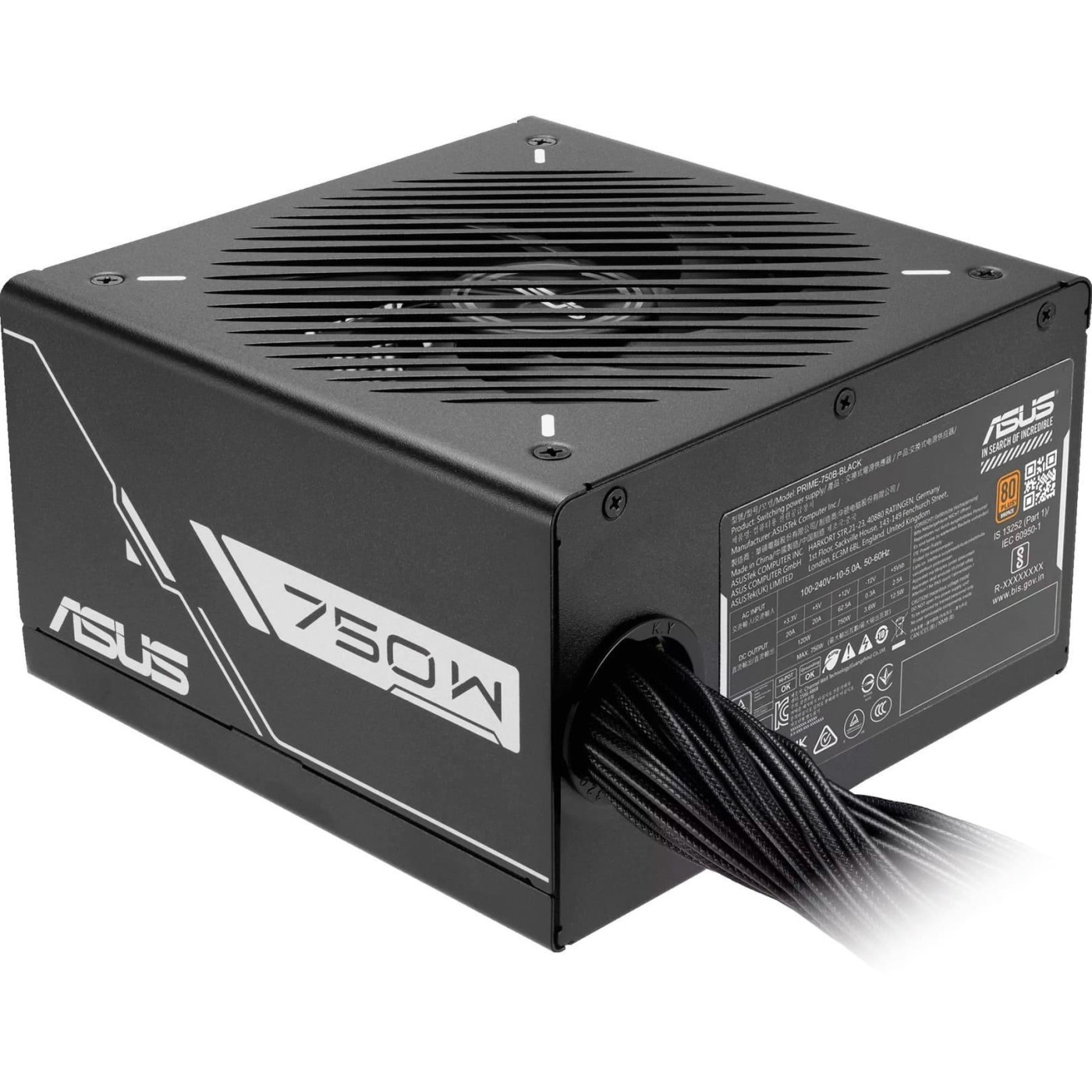 Блок питания ASUS PRIME 750B BLACK 750W 80+ Bronze (90YE00Y0-B0NA00)