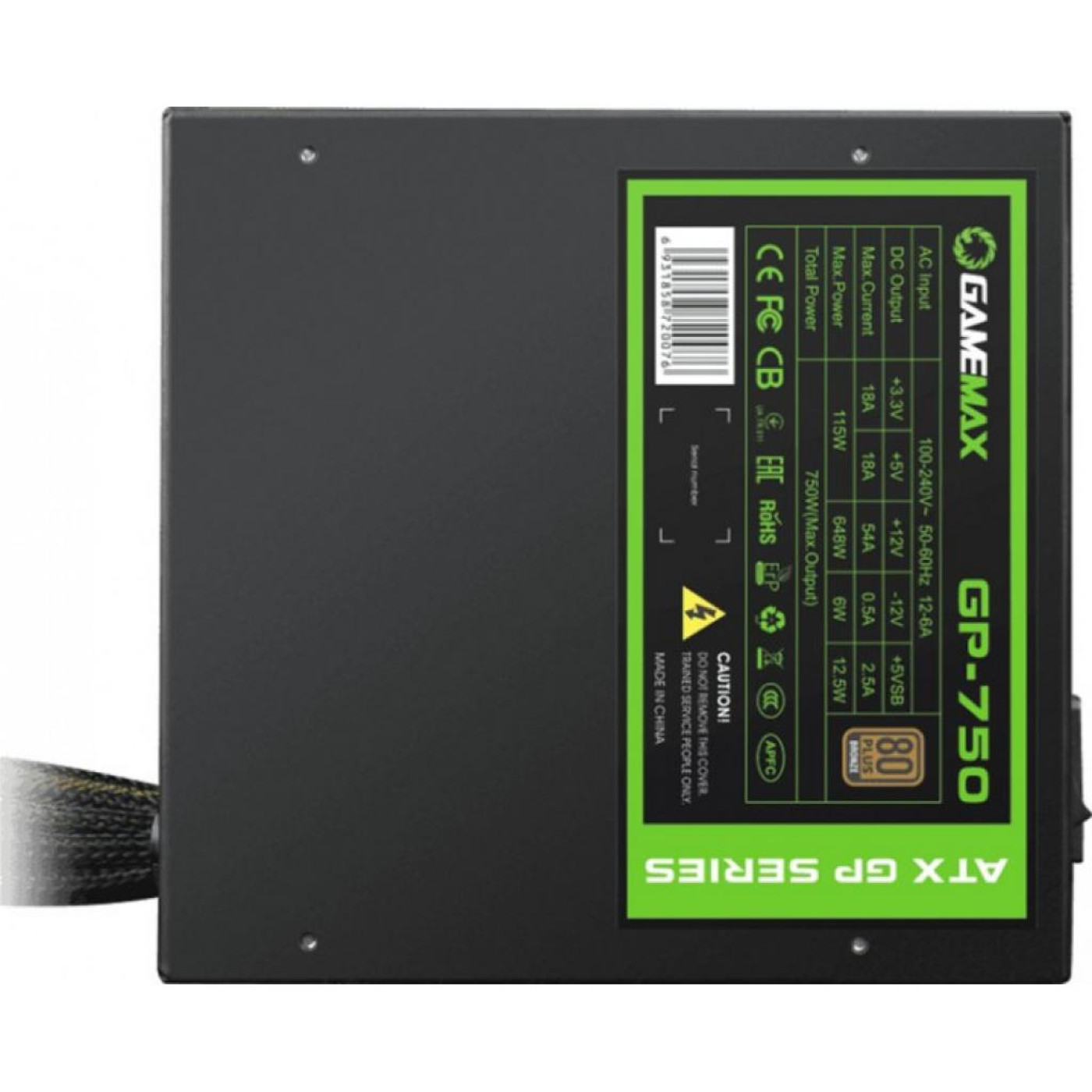 Блок питания GameMax GP-750 750W 80+ Bronze (GP-750) Black Б/у