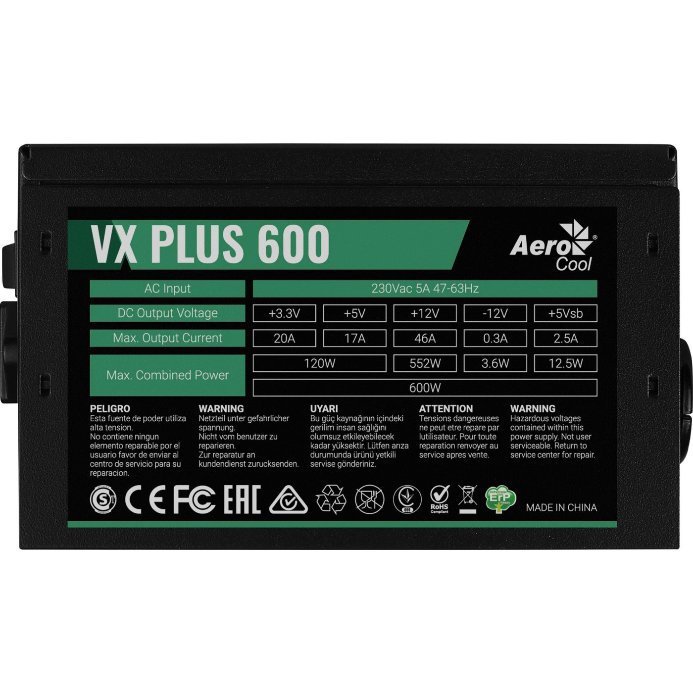 Блок питания Aerocool VX Plus Stealth 600W (ACPN-VS60NEY.12)