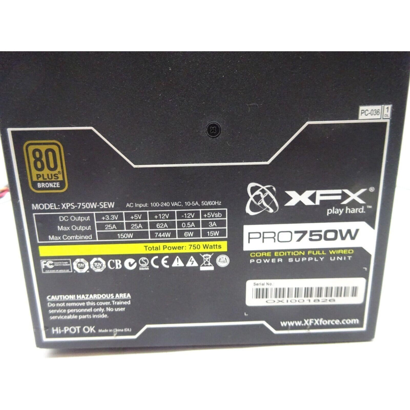 Блок живлення XFX 750W 80+ Bronze (XPS-750W-SEW) Black Б/в