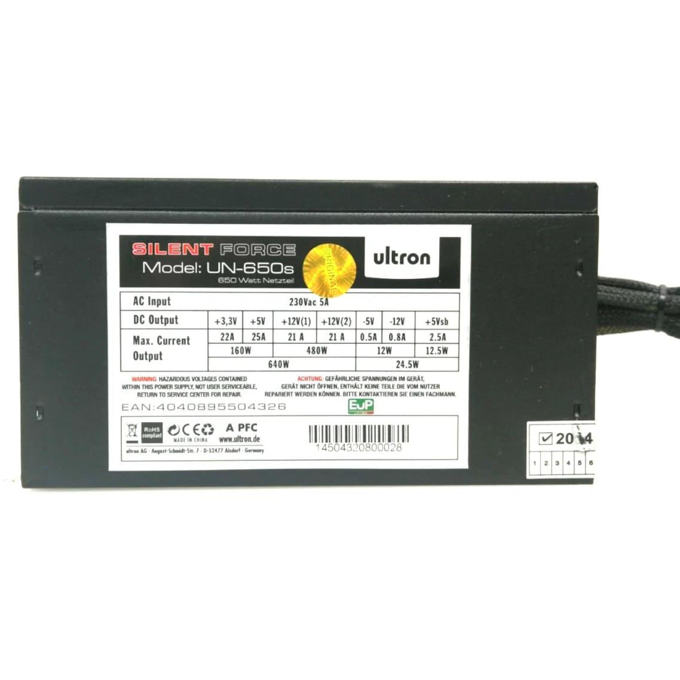 Блок живлення ULTRON SILENT FORCE 650W (UN-650s) Б/в