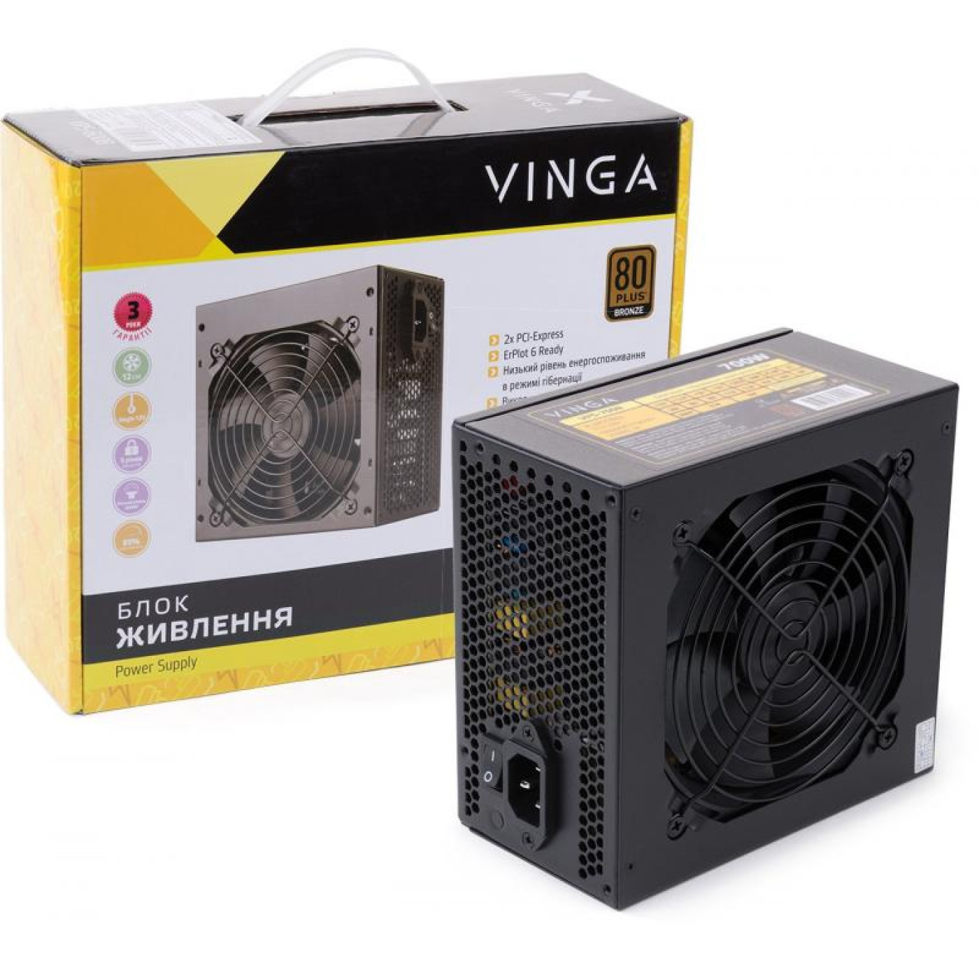 Блок питания Vinga VPS 700W 80+ Bronze (VPS-700B) Black