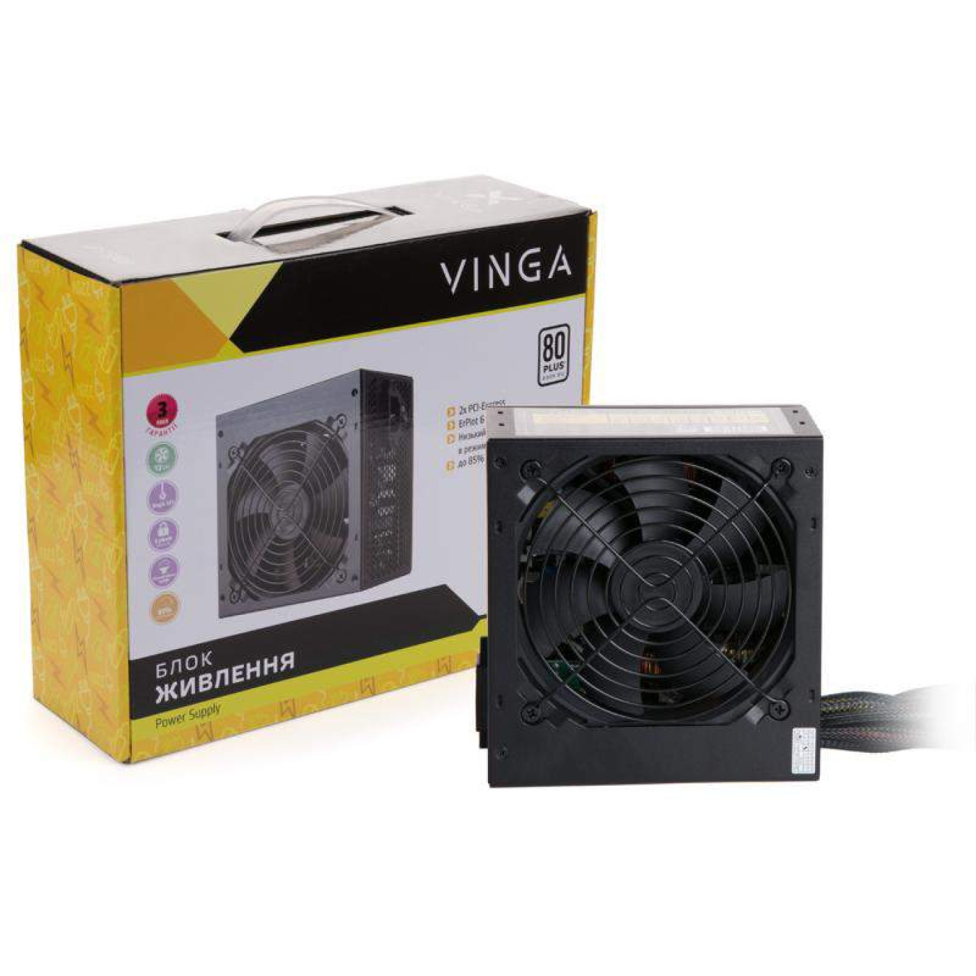 Блок питания Vinga 550W 80+ (VPS-550P) Black