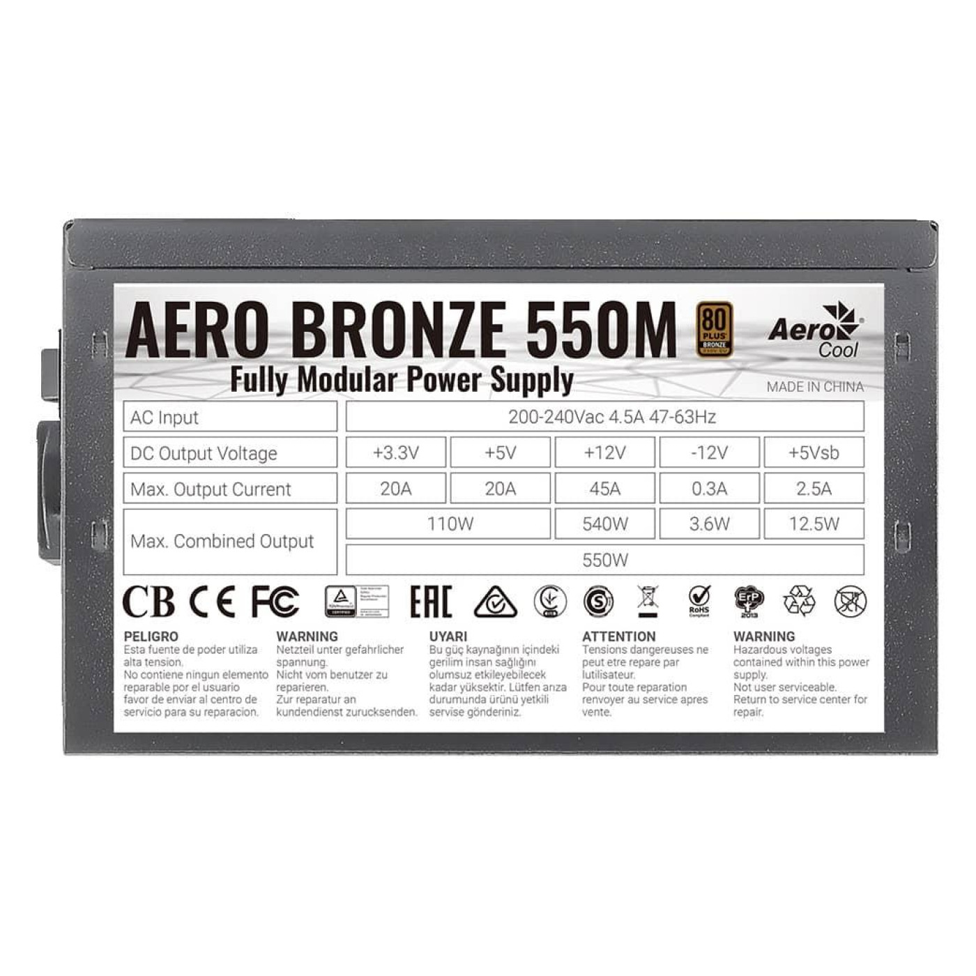 Блок живлення Aerocool Aero Bronze 550M Fully Modular 550W (ACPB-AR55AEC.1M) Б/в,U1