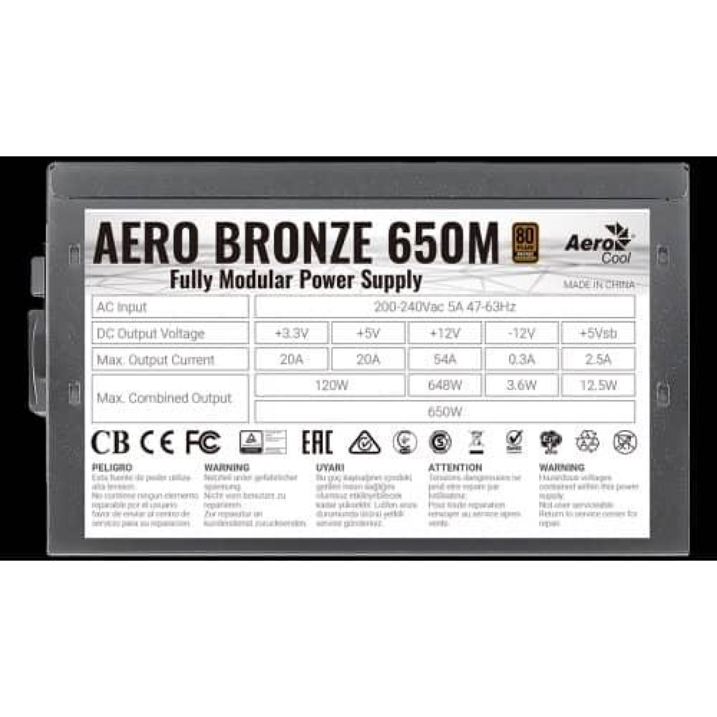 Блок живлення Aerocool Aero Bronze 650M Fully Modular 650W (ACPB-AR65AEC.1M) Б/в,U1