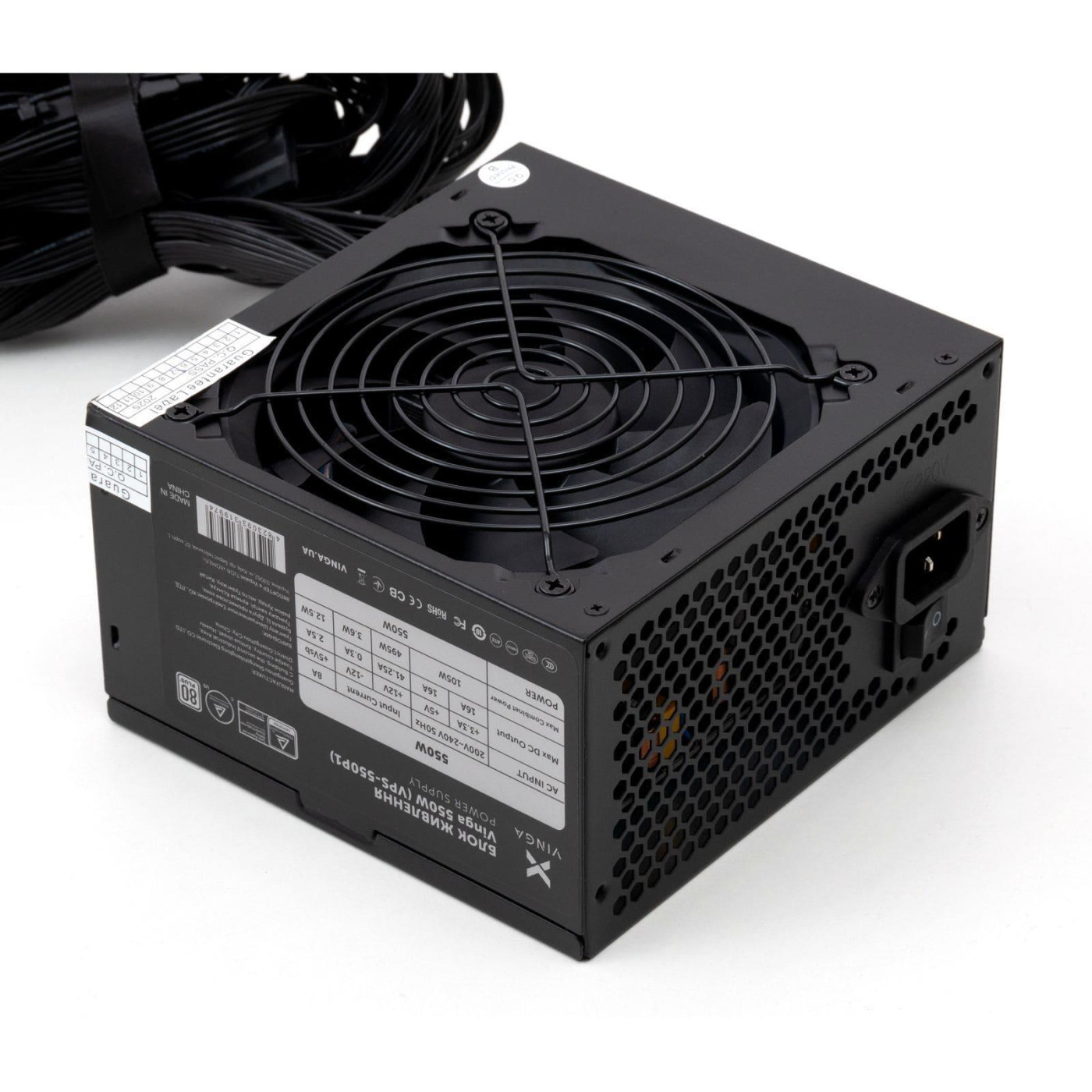 Блок питания Vinga 550W без кабелю 80+ (VPS-550P1) Black