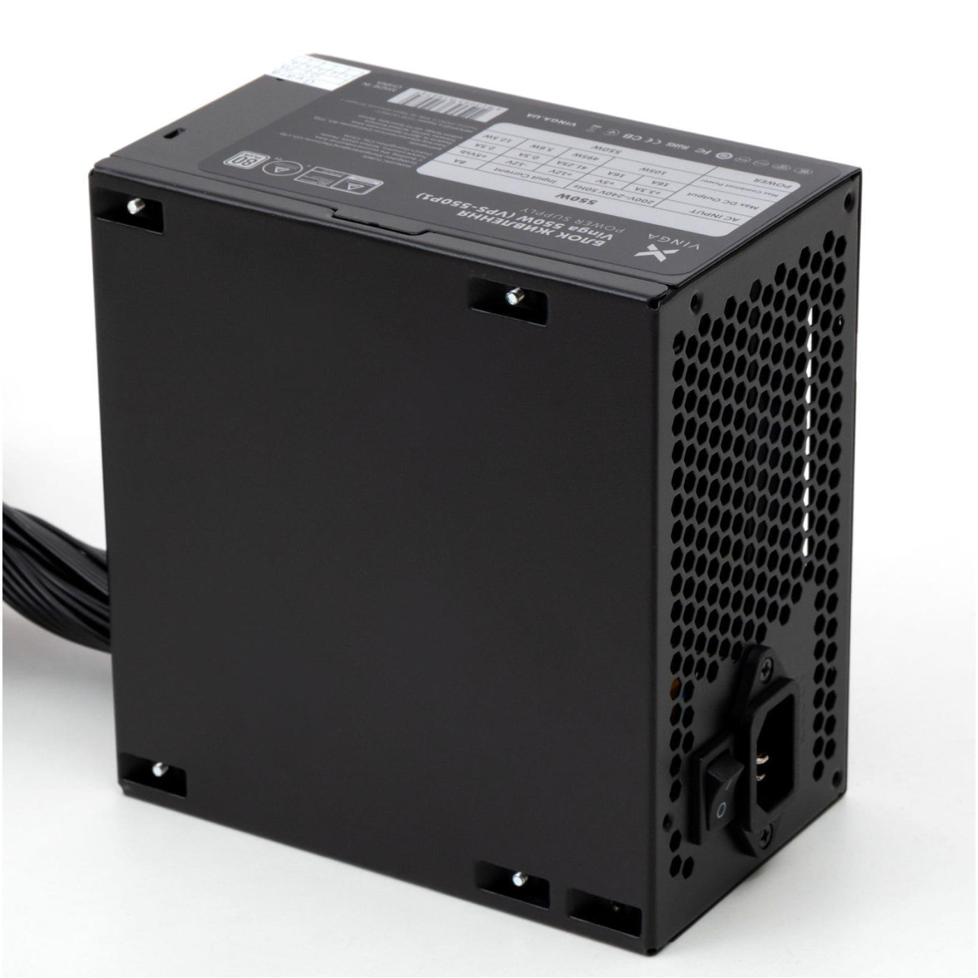 Блок питания Vinga 550W без кабелю 80+ (VPS-550P1) Black
