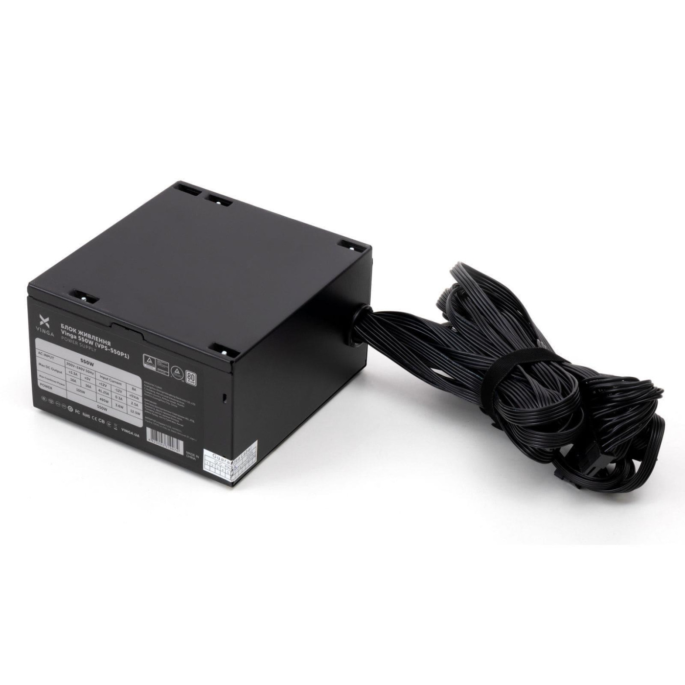 Блок питания Vinga 550W без кабелю 80+ (VPS-550P1) Black