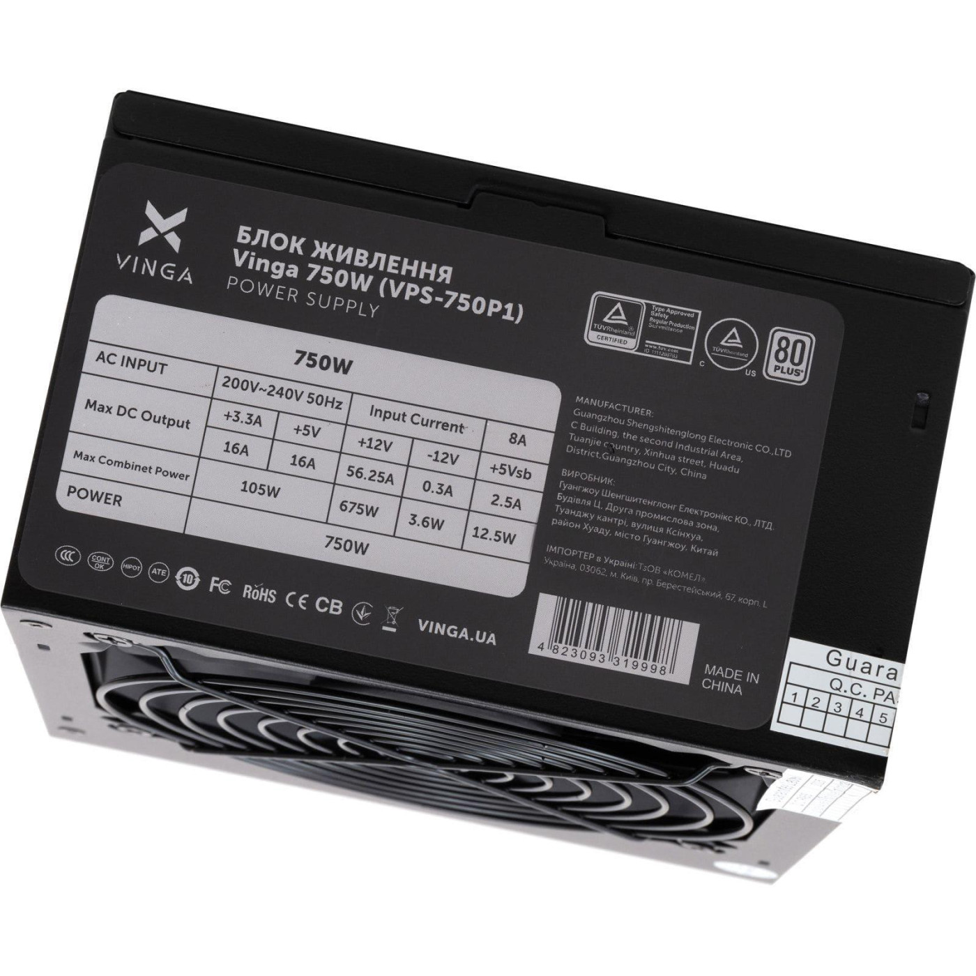 Блок питания Vinga 750W 80+ (VPS-750P1)