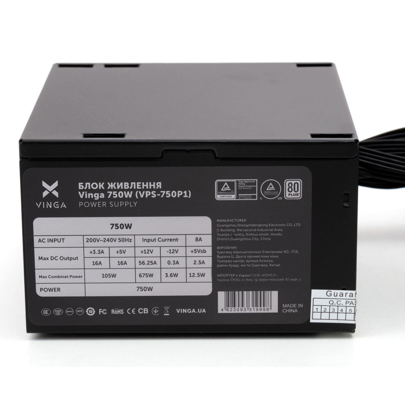Блок питания Vinga 750W 80+ (VPS-750P1)