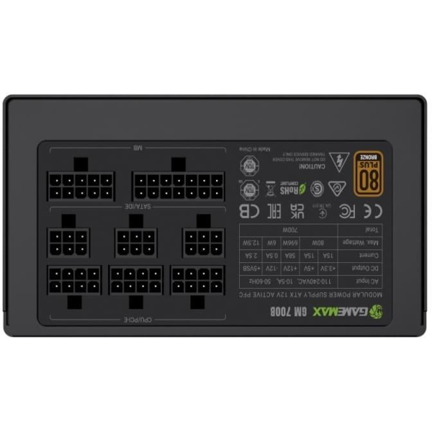 Блок живлення GameMax GM 700B Fully-modular 700W 80+ Bronze (GM 700B Fully-modular) Black