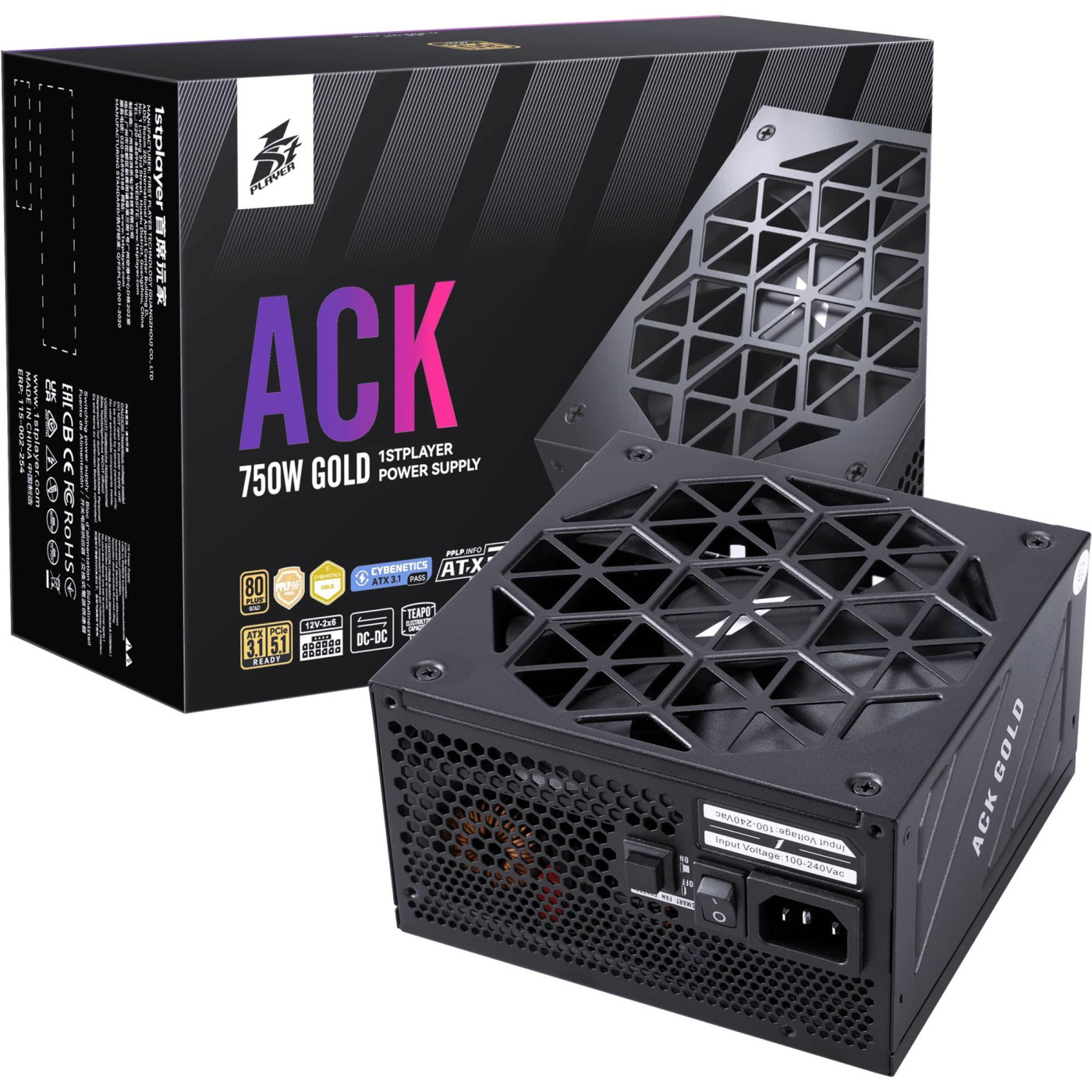 Блок живлення 1stPlayer HA-750BA2 750W 80+ Gold (ACK-GLD-750-BK-EU) Black