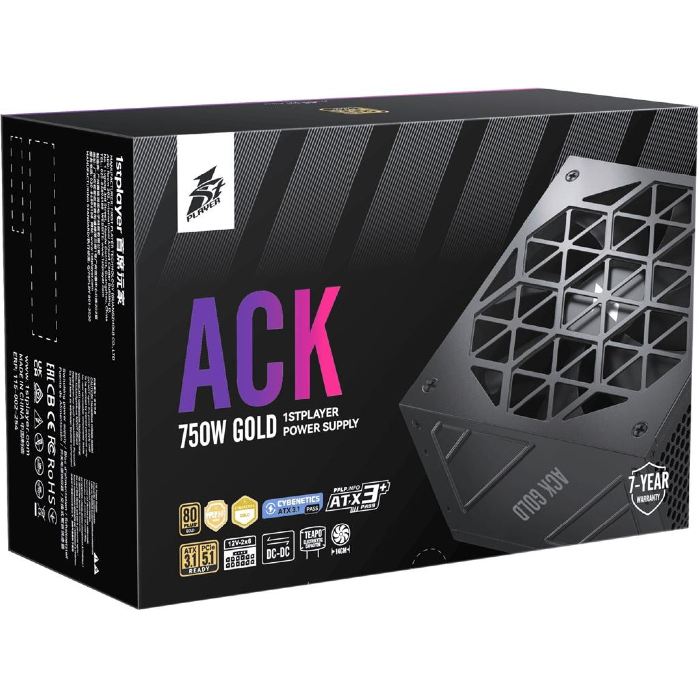 Блок живлення 1stPlayer HA-750BA2 750W 80+ Gold (ACK-GLD-750-BK-EU) Black
