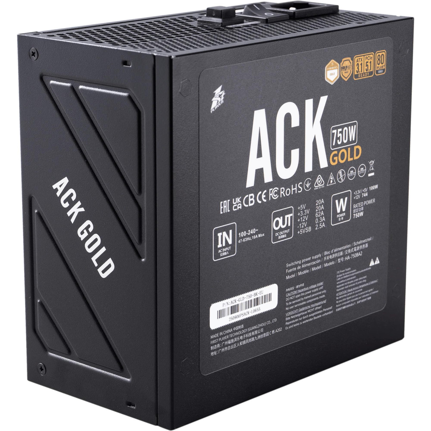 Блок живлення 1stPlayer HA-750BA2 750W 80+ Gold (ACK-GLD-750-BK-EU) Black