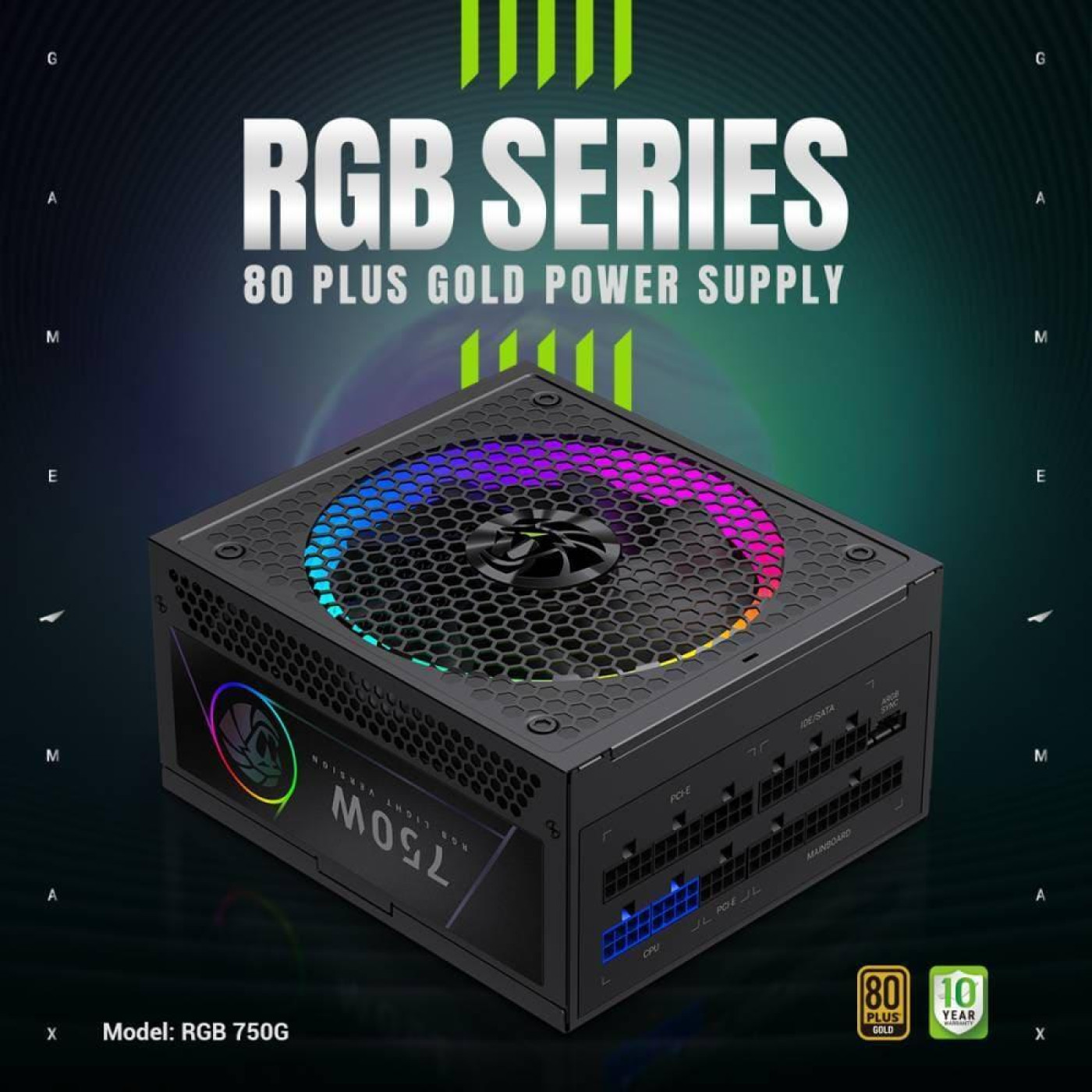 Блок живлення GameMax 750G 750W RGB 80+ Gold (RGB 750G) Black