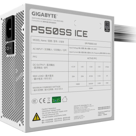 Блок живлення GIGABYTE GP-P550SS ICE 550W 80+ Silver (GP-P550SS ICE) White