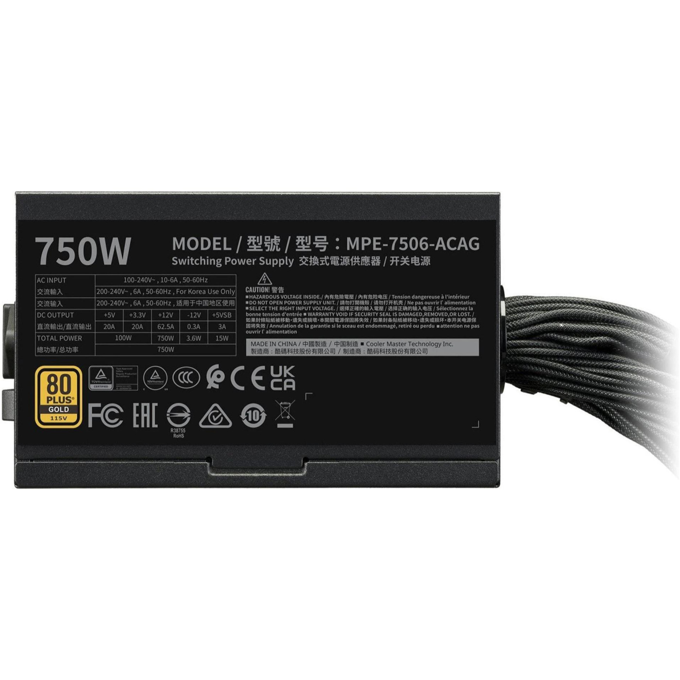 Блок живлення Cooler Master MWE Gold 750 V3 NM 80+ Gold (MPE-7506-ACAG-BEU) Black