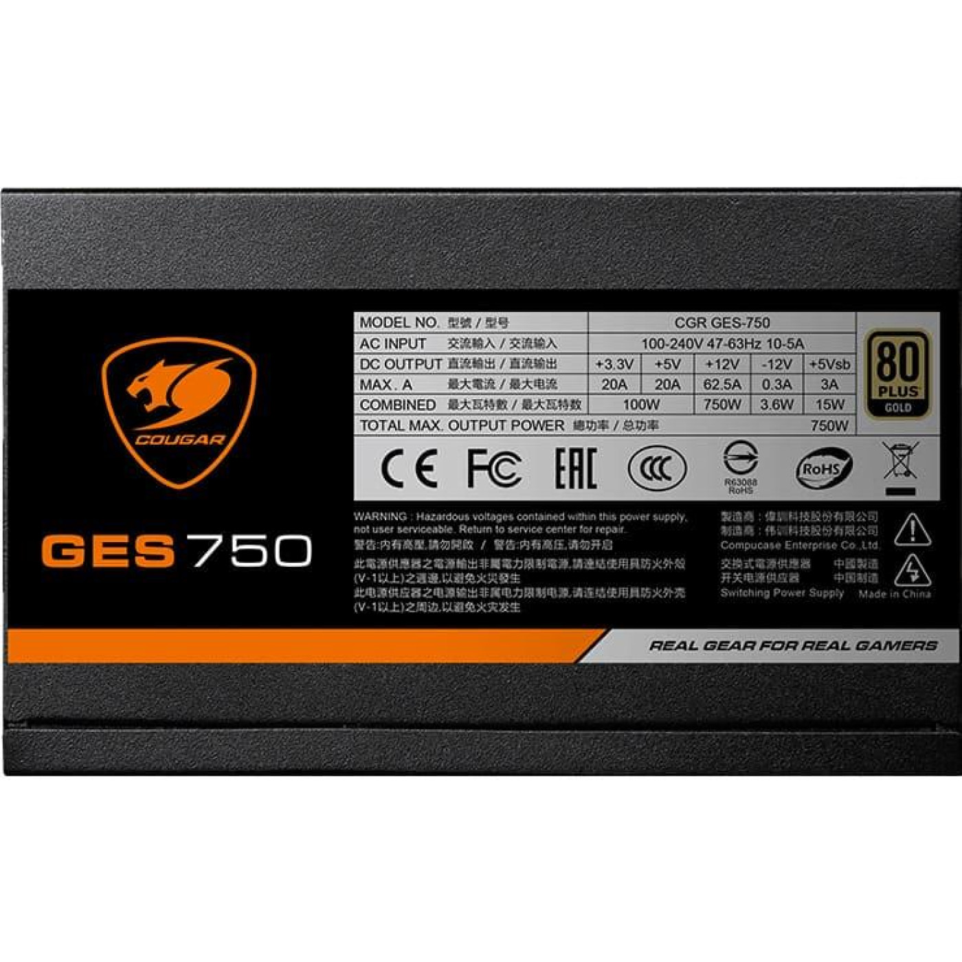 Блок питания Cougar GES 750 80+ Gold (GES750) Black