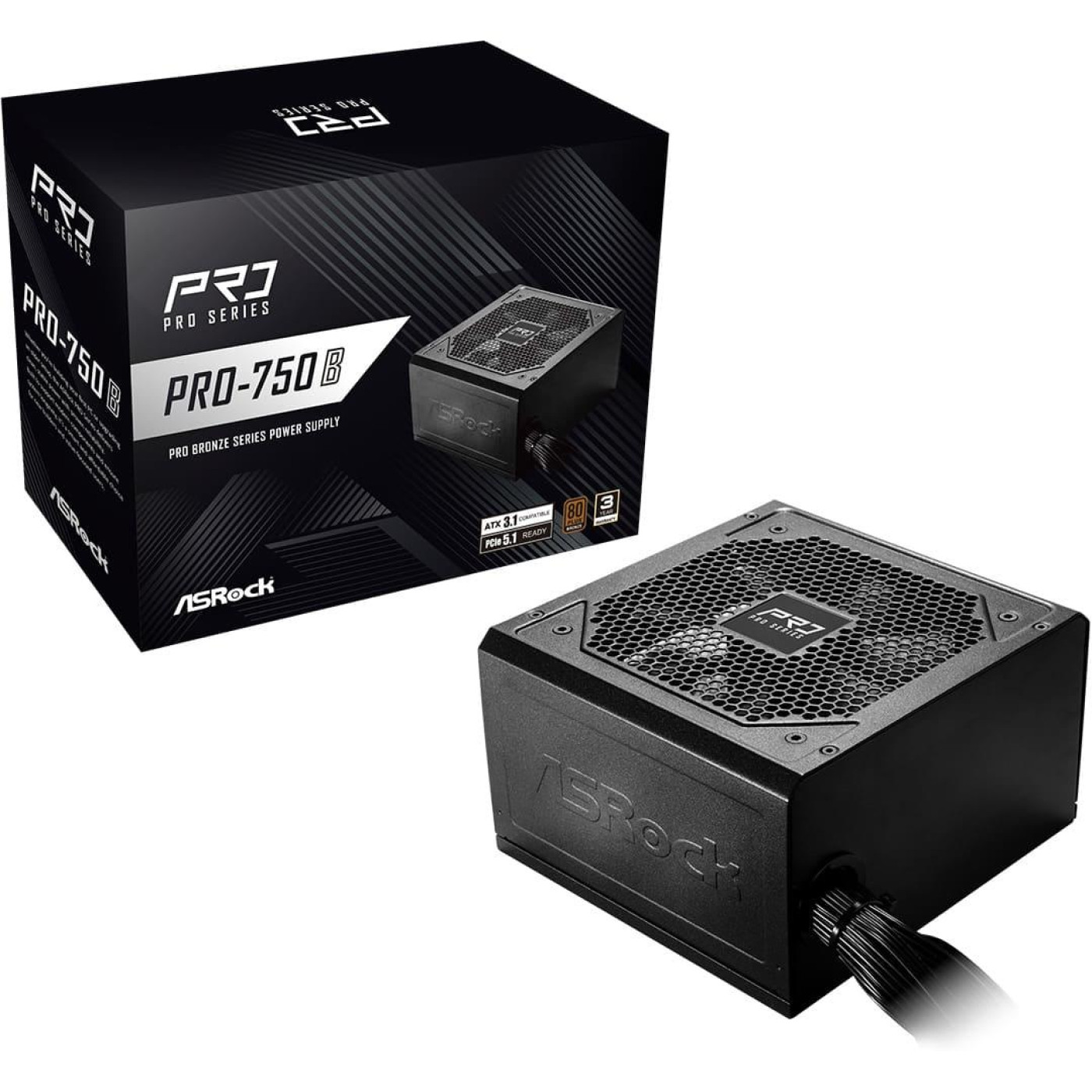 Блок живлення ASRock PRO PRO-750B 750W 80+ Bronze (PRO-750B) Black
