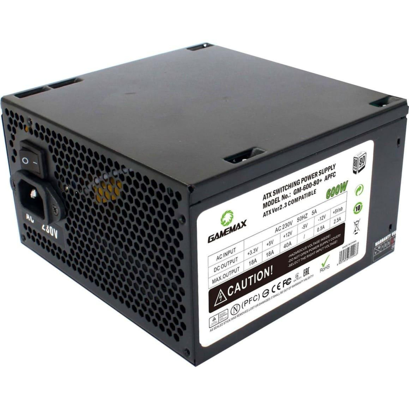 Блок живлення GameMax 600W (GM-600 80+ APFC Black)
