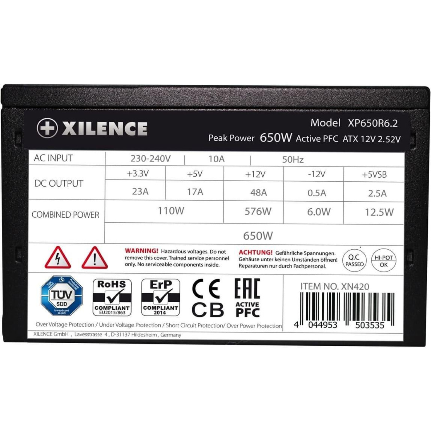 Блок питания Xilence 650W XP650R6.2_Bulk Performance C+ 120mm, 80+ White, Bulk (XP650R6.2_Bulk)