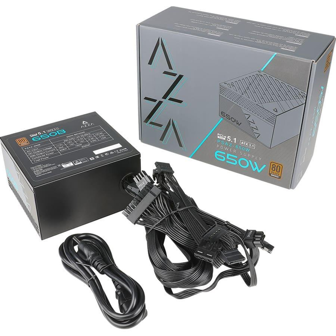 Блок питания AZZA PSAZ-650B 650W ATX 3.1 80+ Bronze (PSAZ-650B(ATX3.1))