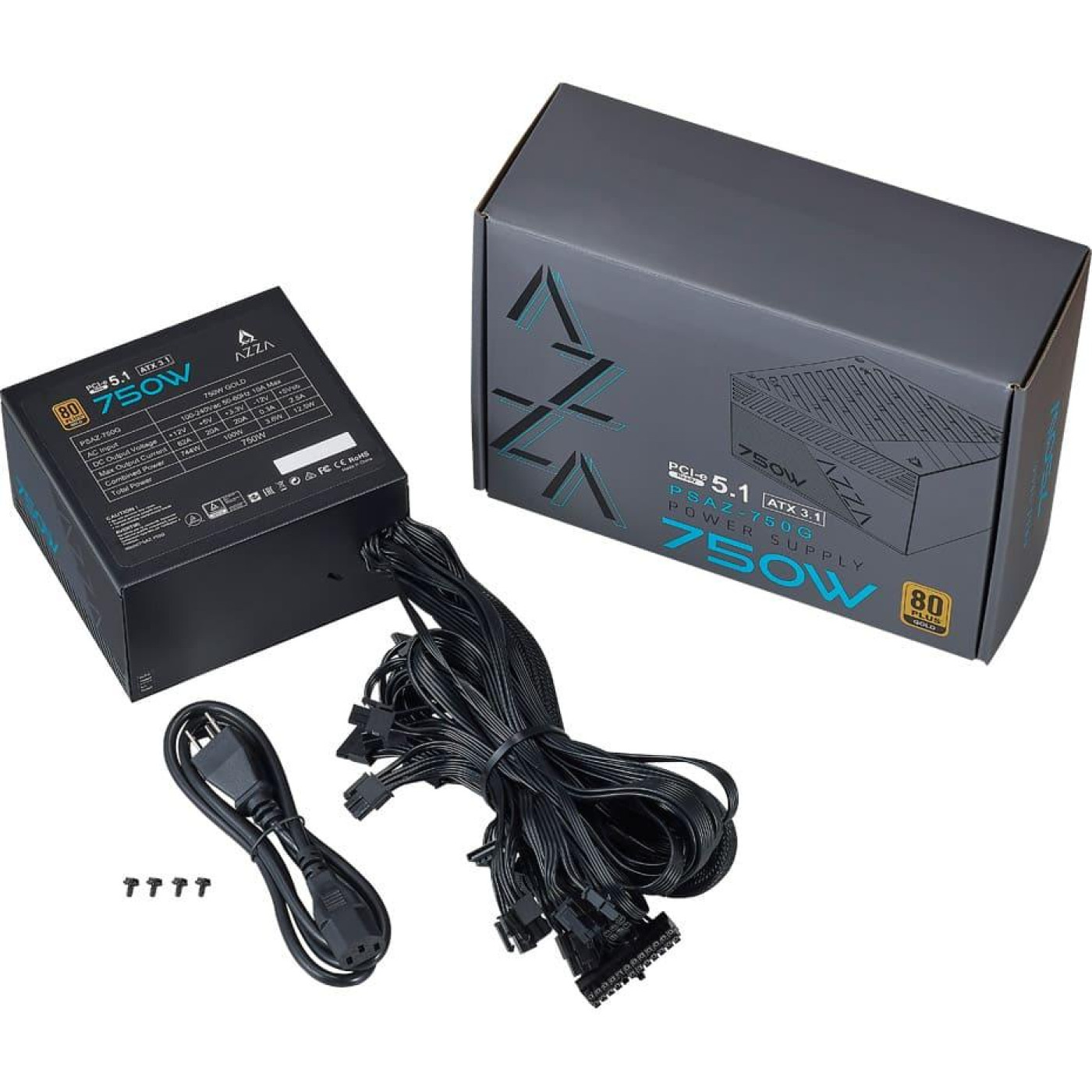 Блок живлення AZZA PSAZ-750G 750W ATX 3.1 80+ Gold (PSAZ-750G(ATX 3.1))