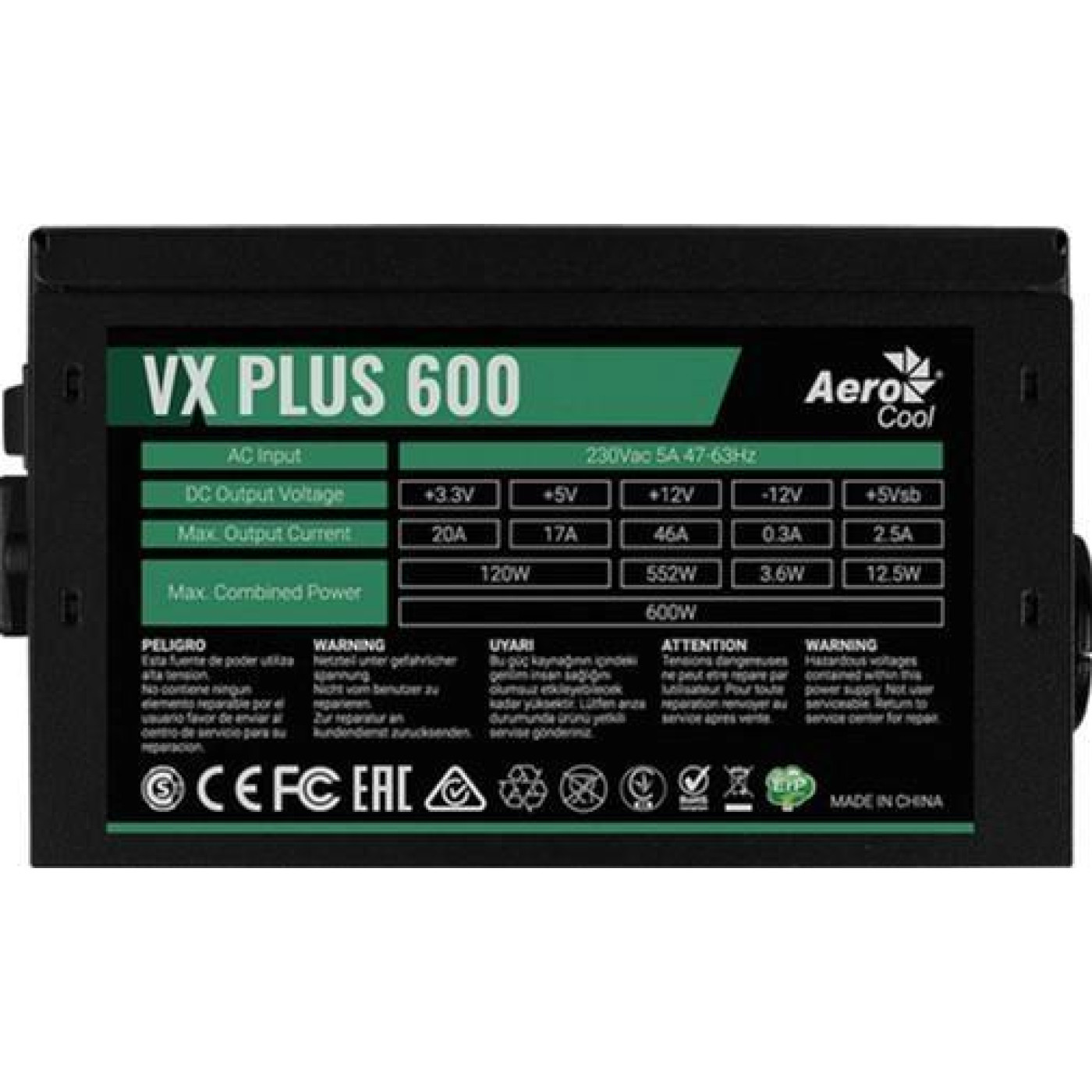 Блок питания Aerocool 600W VX 600 PLUS (VX 600 PLUS) Black