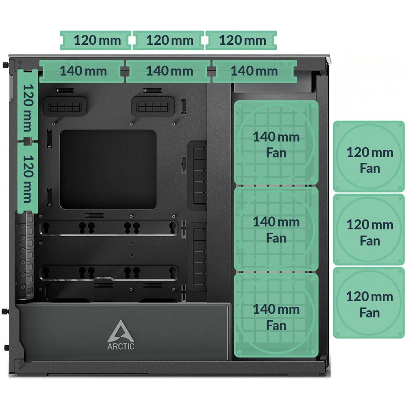 Корпус Arctic Xtender VG Mirror Black (ACPCC00019A) Без БП