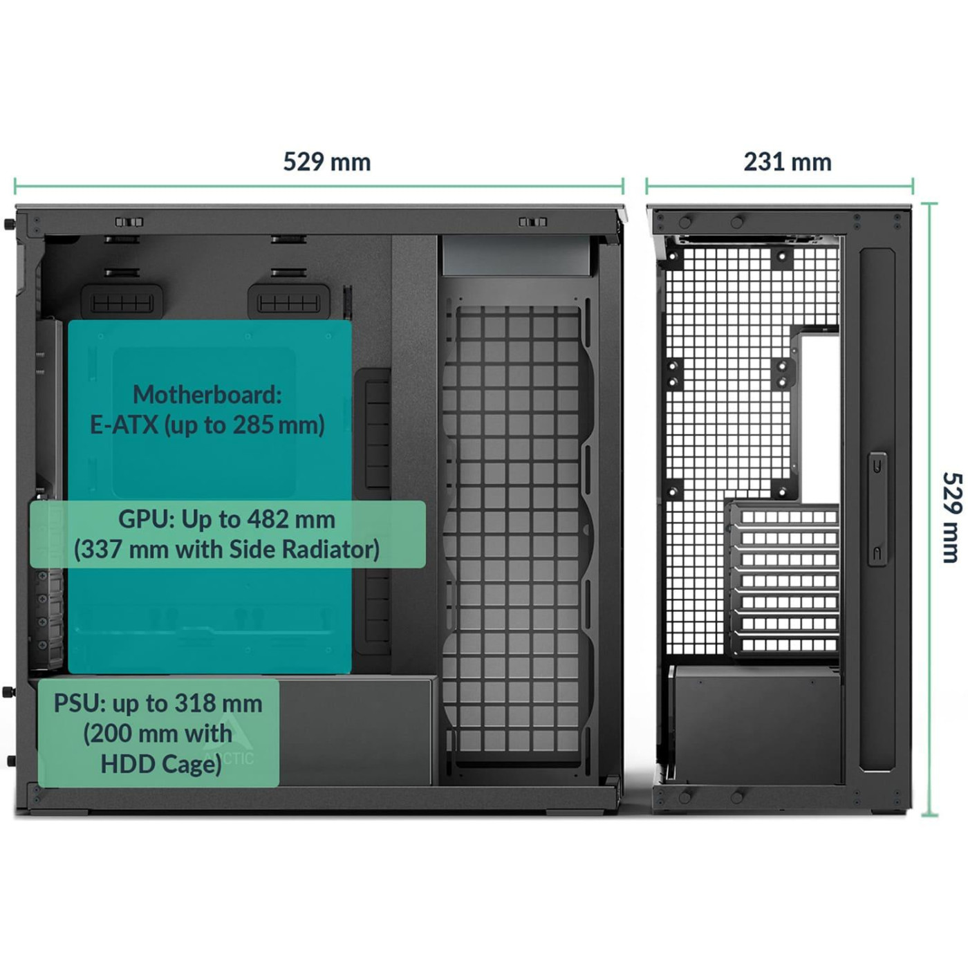 Корпус Arctic Xtender VG Mirror Black (ACPCC00019A) Без БП