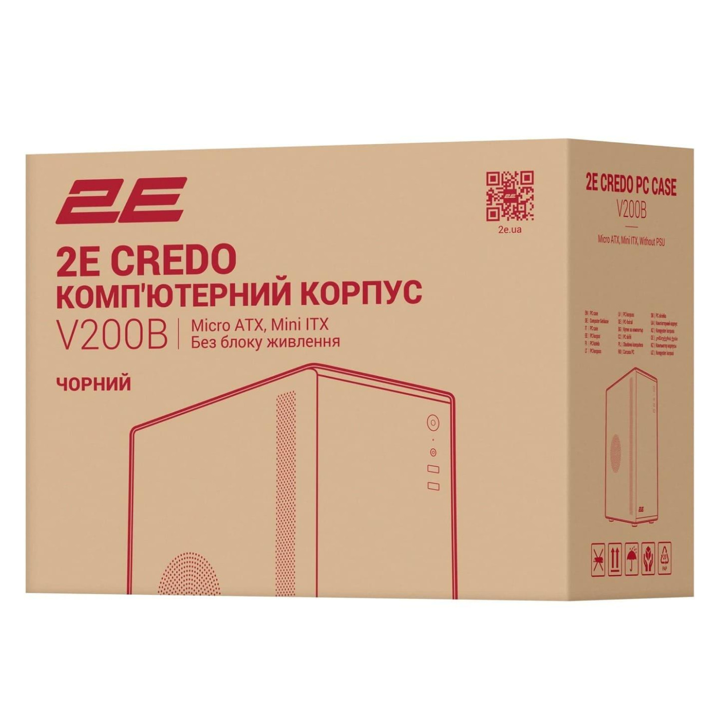 Корпус 2E Credo V200B Black без БП (2E-V200B)