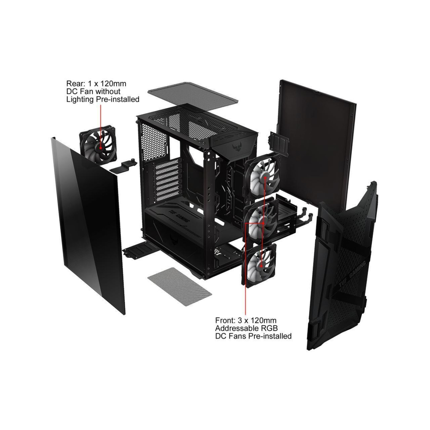 Корпус ASUS GT301 TUF GAMING (GT301/BLK/ARGBFAN) (90DC0040-B49000) Без БП