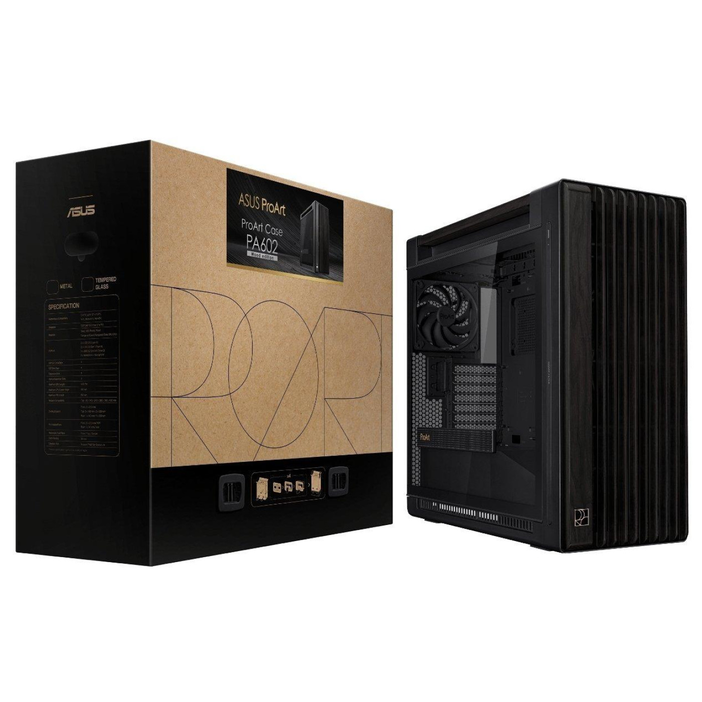 Корпус ASUS ProArt PA602 Wood Edition Tempered Glass без БП Black (90DC00J0-B09010)