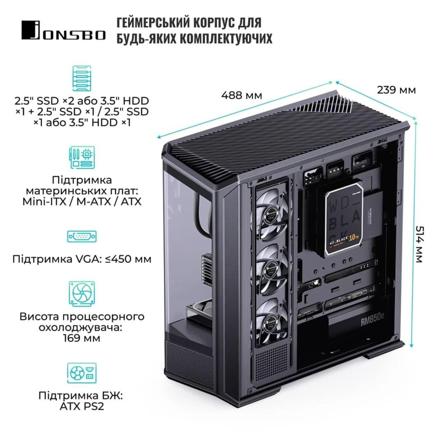 Корпус JONSBO D400 Black