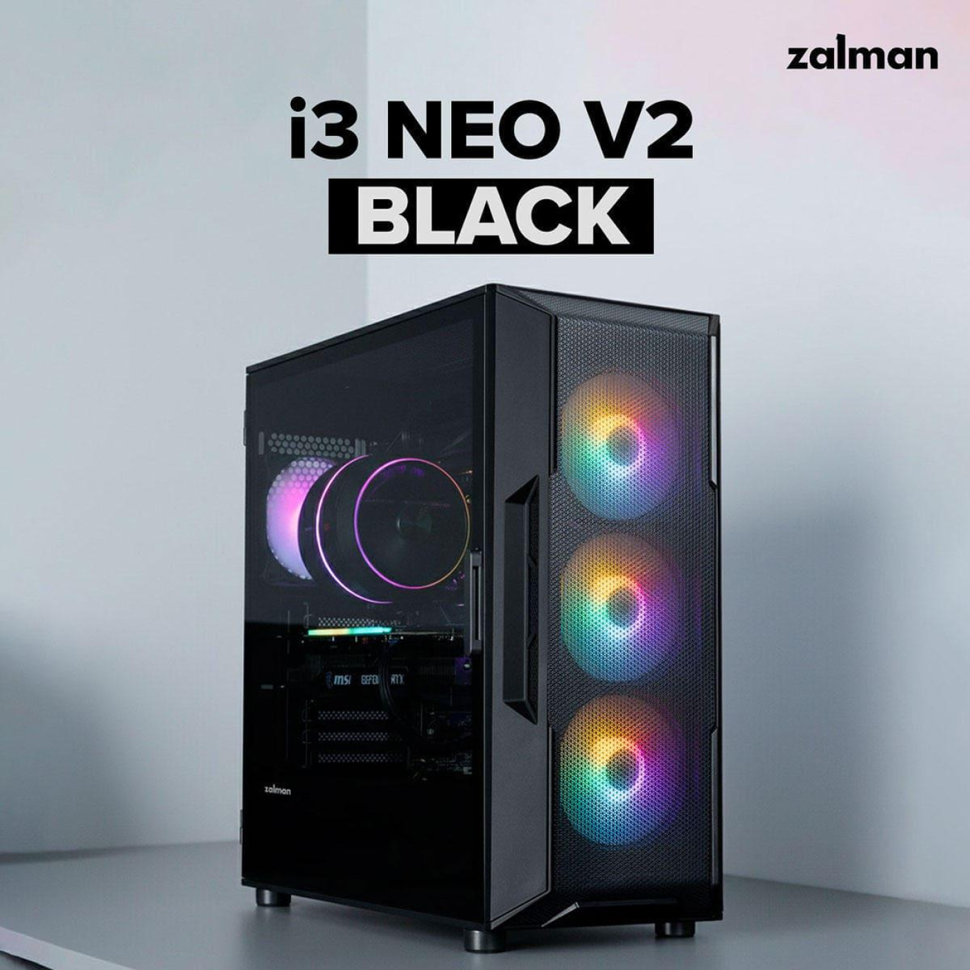 Корпус Zalman I3 Neo V2 Tempered Glass без БЖ Black (I3NEOV2BLACK)