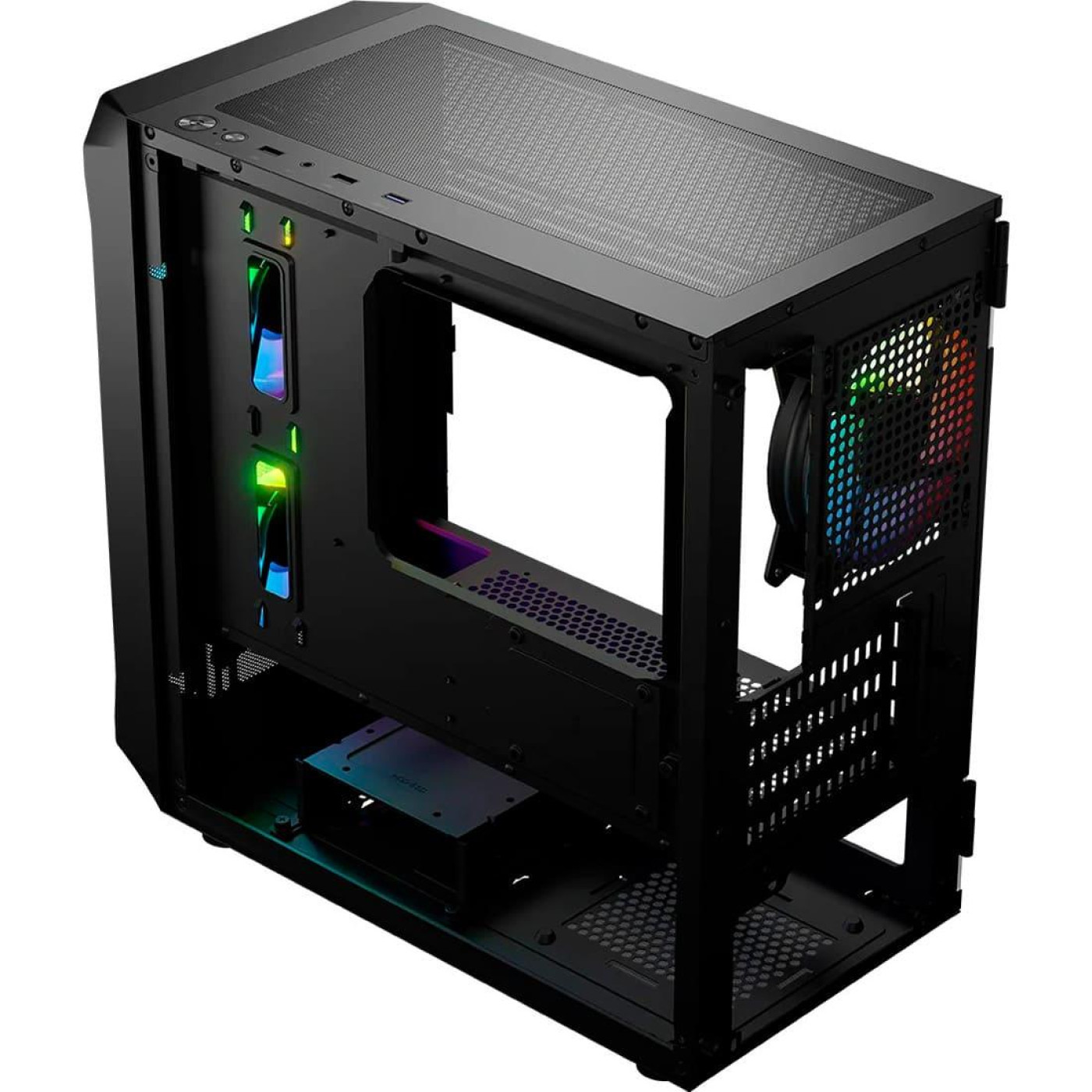 Корпус LogicConcept PORTOS MESH+GLASS ARGB fans 3x120mm BLACK без БЖ mATX