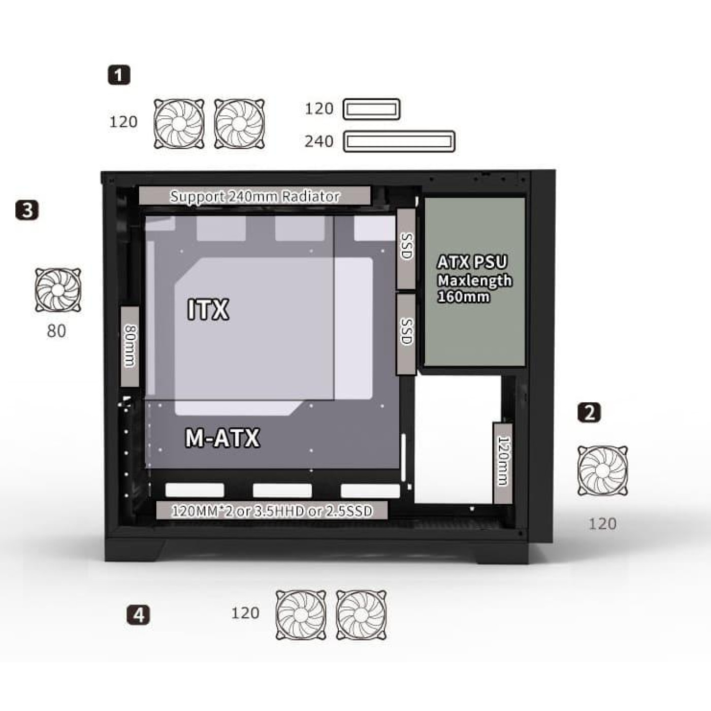 Корпус ALmordor Sparkle 170M Matx Lite Black (ALS170MMLBK) Без БП