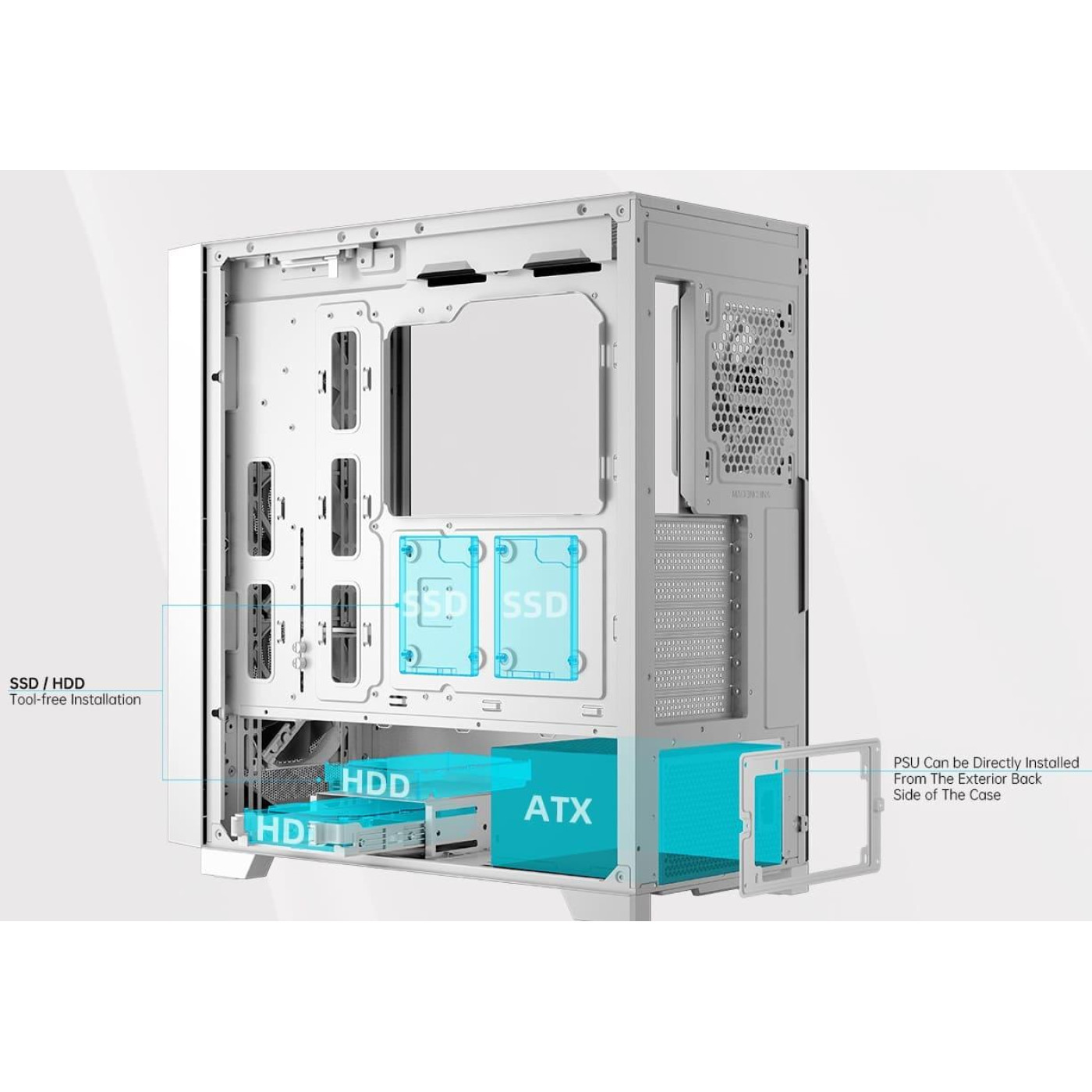 Корпус PcCooler C3D510 ARGB Tempered Glass White (C3D510 WH ARGB) Без БП