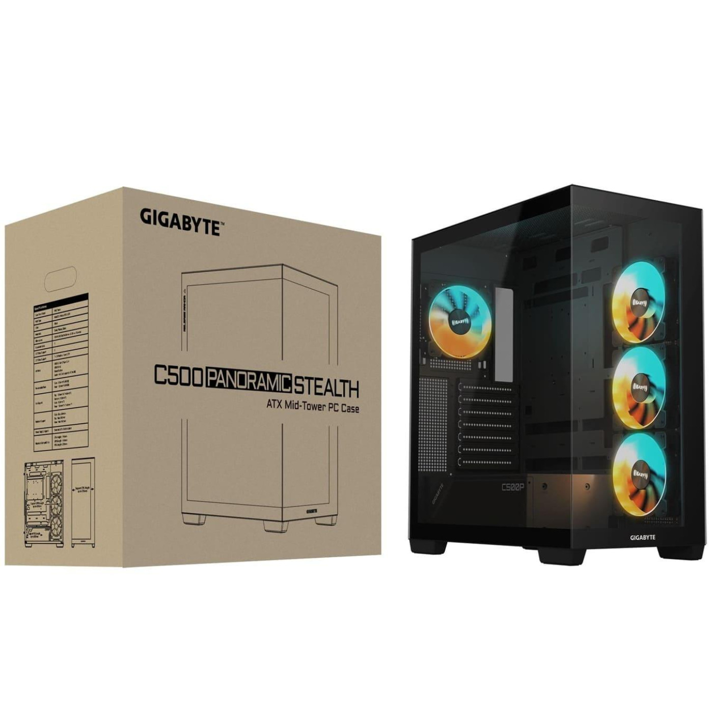 Корпус Gigabyte C500 Panoramic Stealth Tempered Glass BTF Black (GB-C500P ST) Без БП