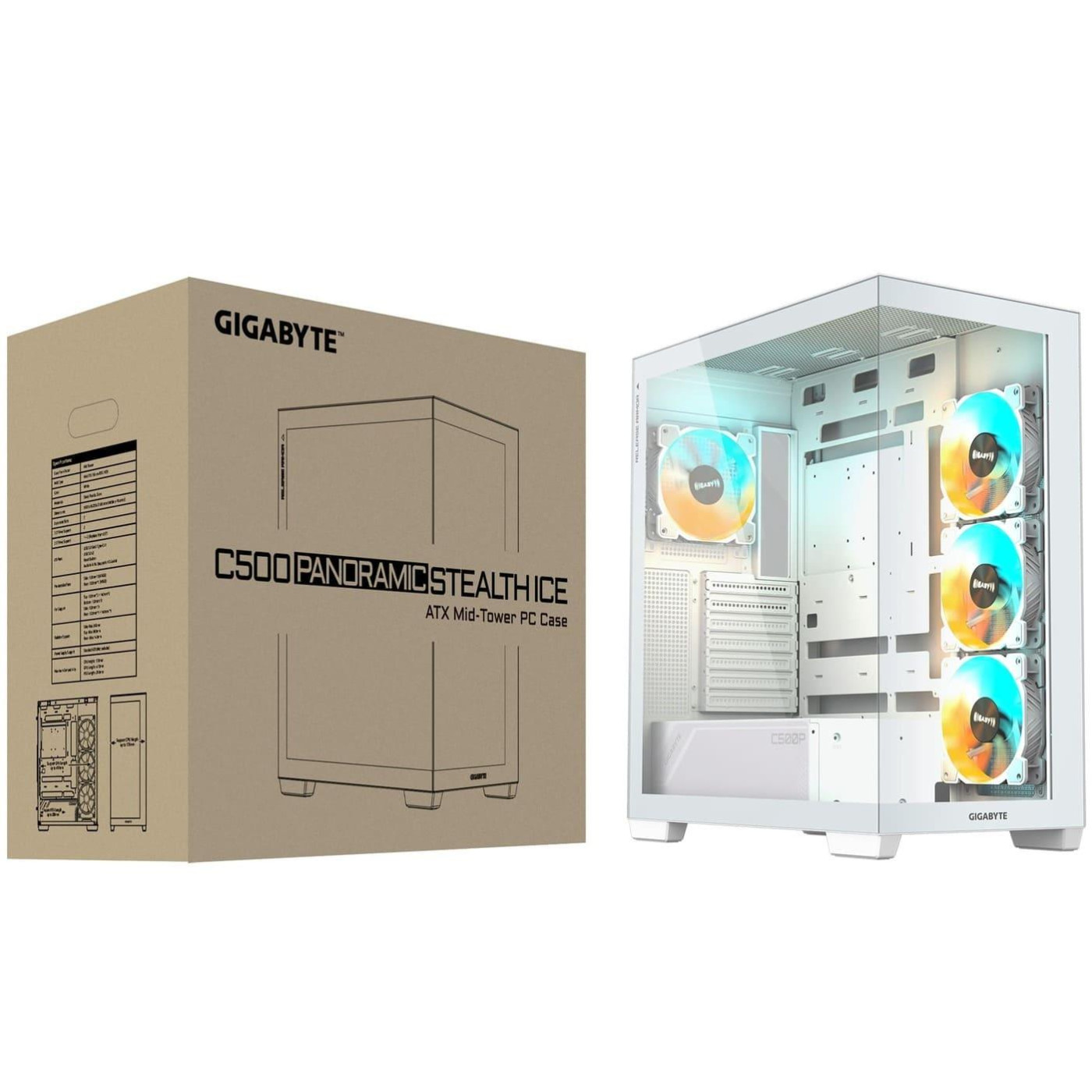 Корпус Gigabyte C500 Panoramic Stealth Tempered Glass BTF White (GB-C500PI ST WHITE) Без БП
