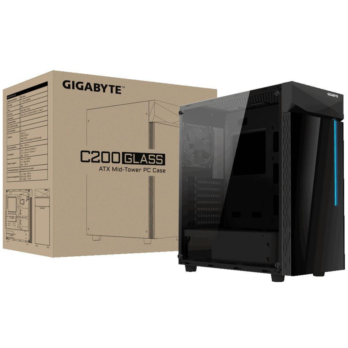 Корпус Gigabyte C200 Glass (GB-C200G) Без БП
