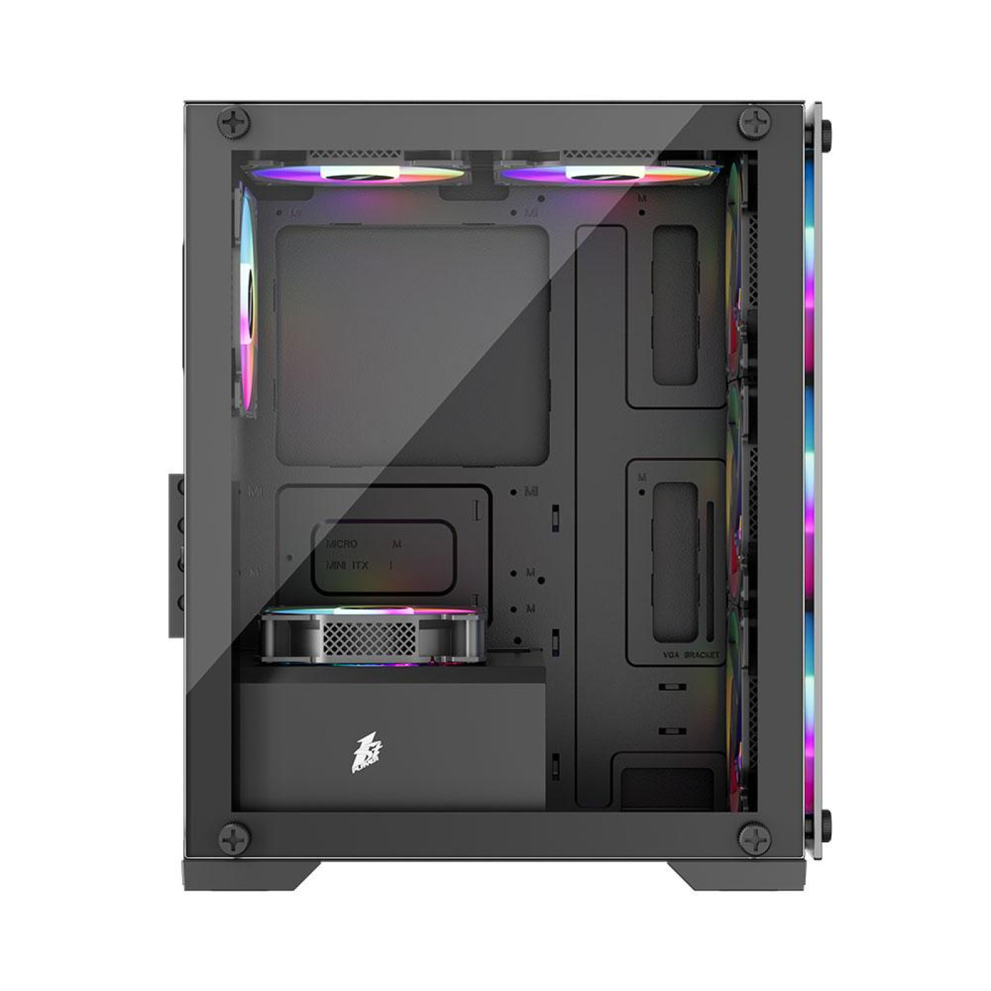 Корпус 1stPlayer X2-M-BK-4F1 Black без БП (X2-M-BK-4F1)