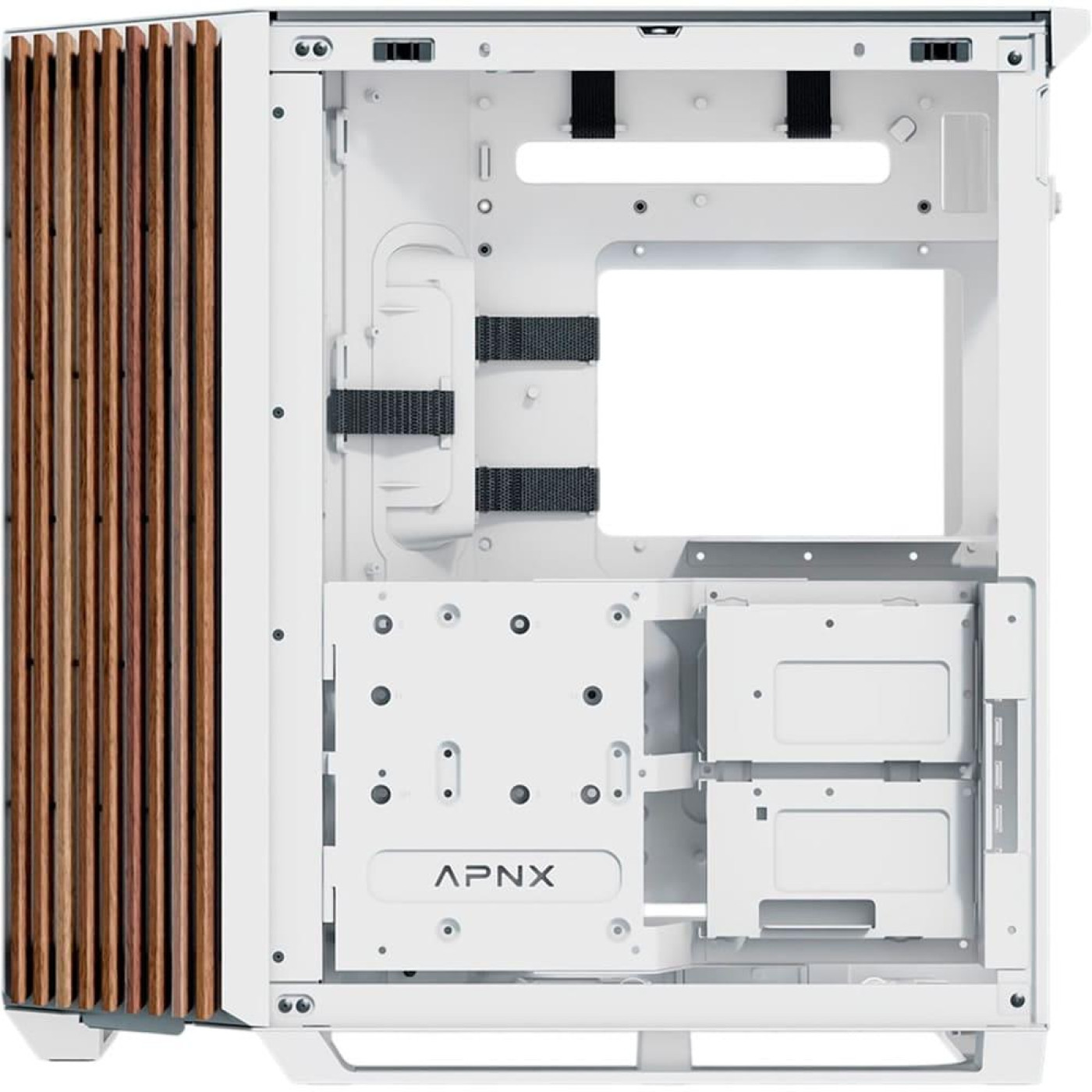 Корпус APNX V1-W Tempered Glass без БП White/Wood (APCM-VI01103.21)